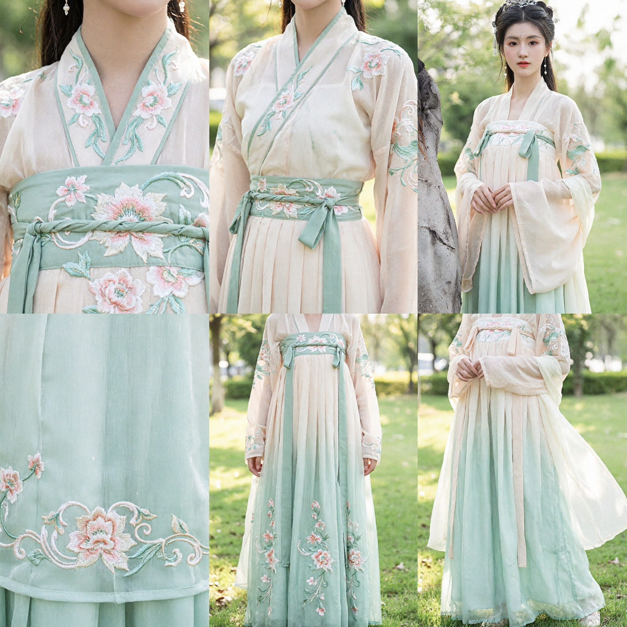 Traditioneel Chinees Hanfu Kostuum Oud Feejurk Groene Rok Crèmekleurig Topje voor Dames Cosplay - Asian Costume