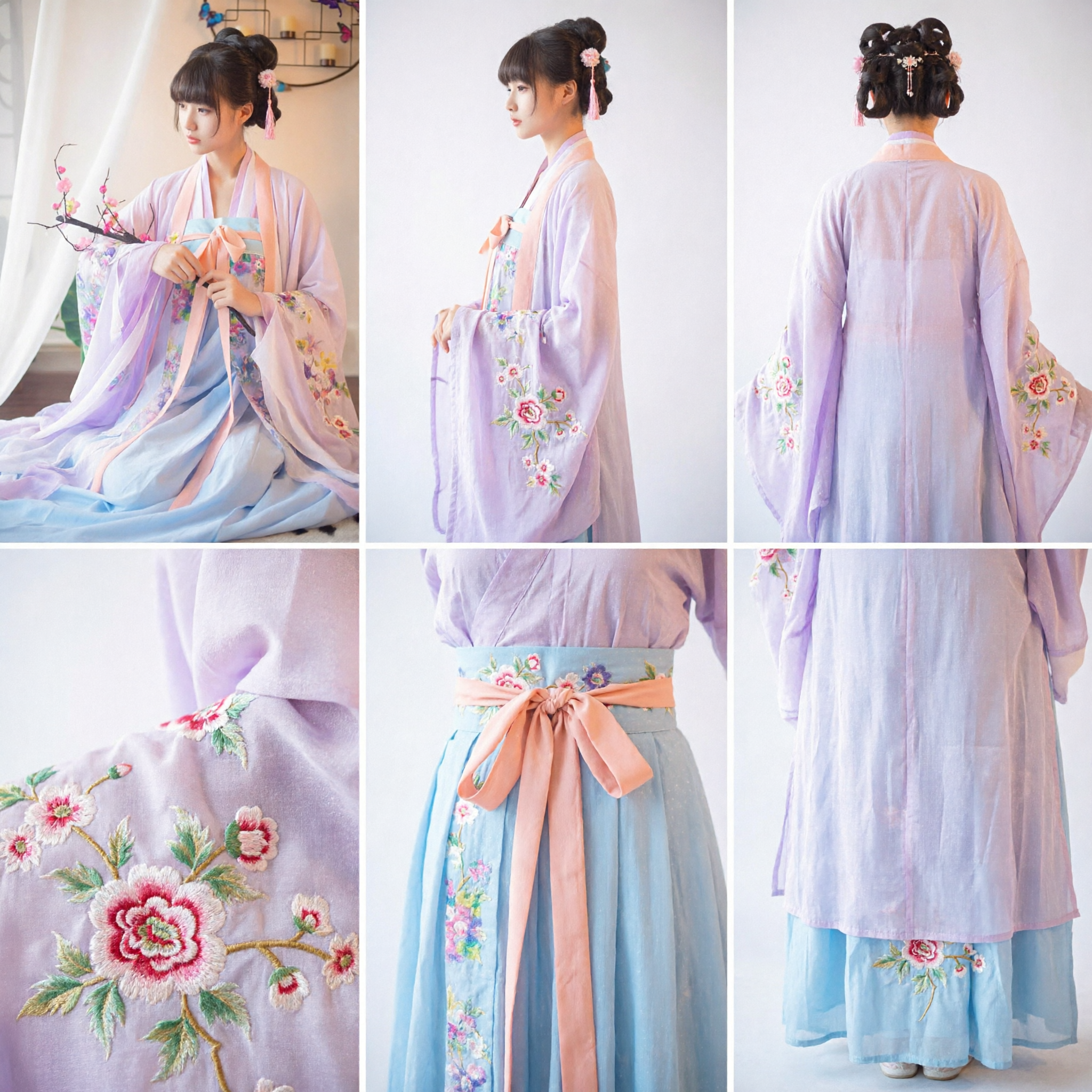 Elegant Traditioneel Chinese Hanfu Jurken Vrouwen Tang-dynastie Ruqun Oud Kostuum Roze Bloemen Cosplay Outfit - Asian Costume
