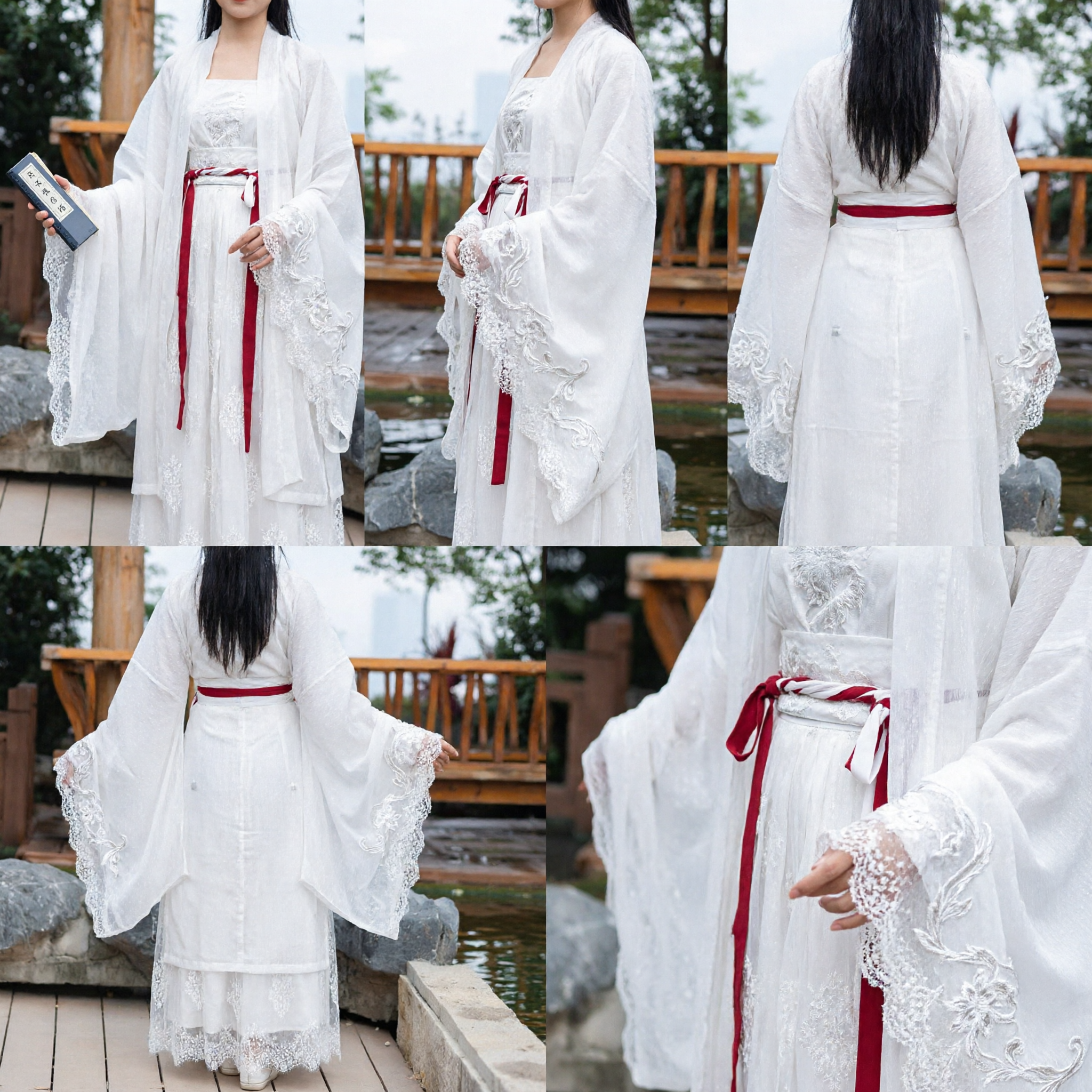 Witte oude Chinese Hanfu vrouwen traditioneel kostuum elegante feeënjurk geborduurde wijde mouw voor optredens - Asian Costume
