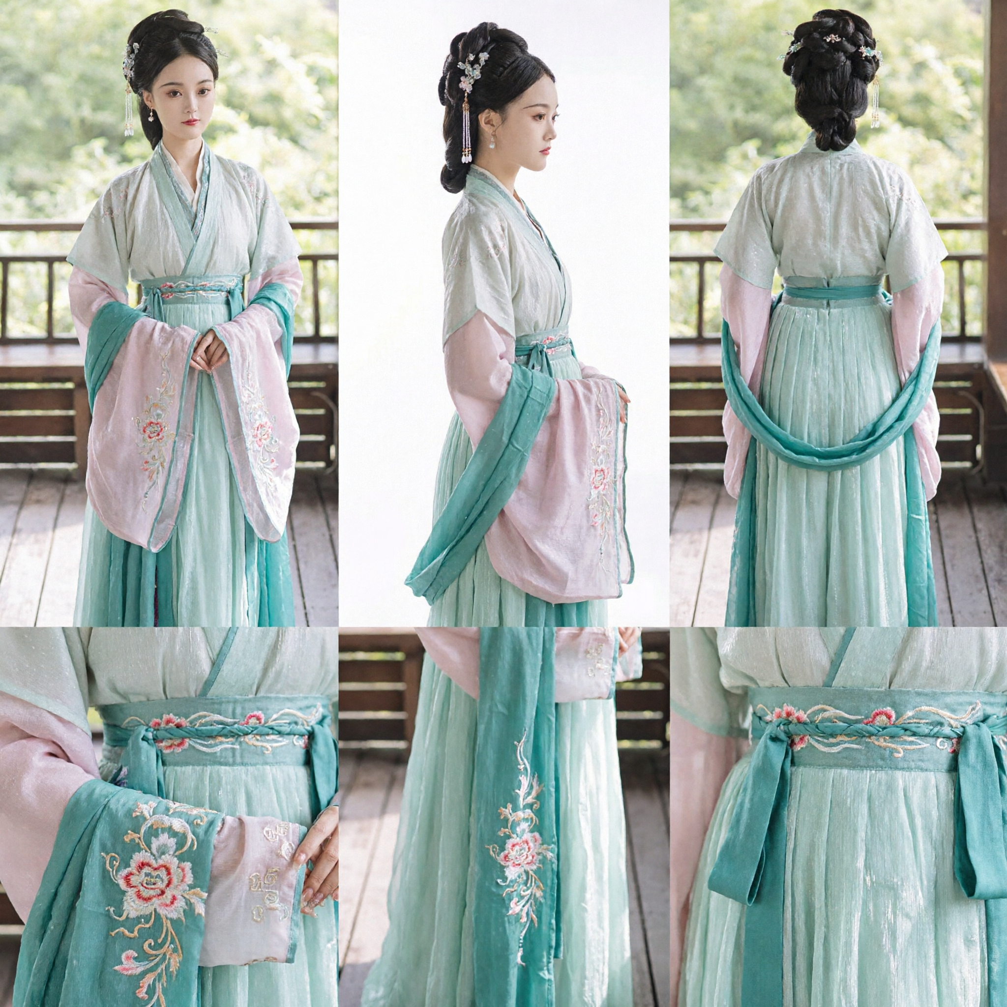 Traditionelles chinesisches Hanfu Kleid Antikes Feenprinzessin Kostüm Grün verlaufender Rock für Damen Cosplay - Asian Costume