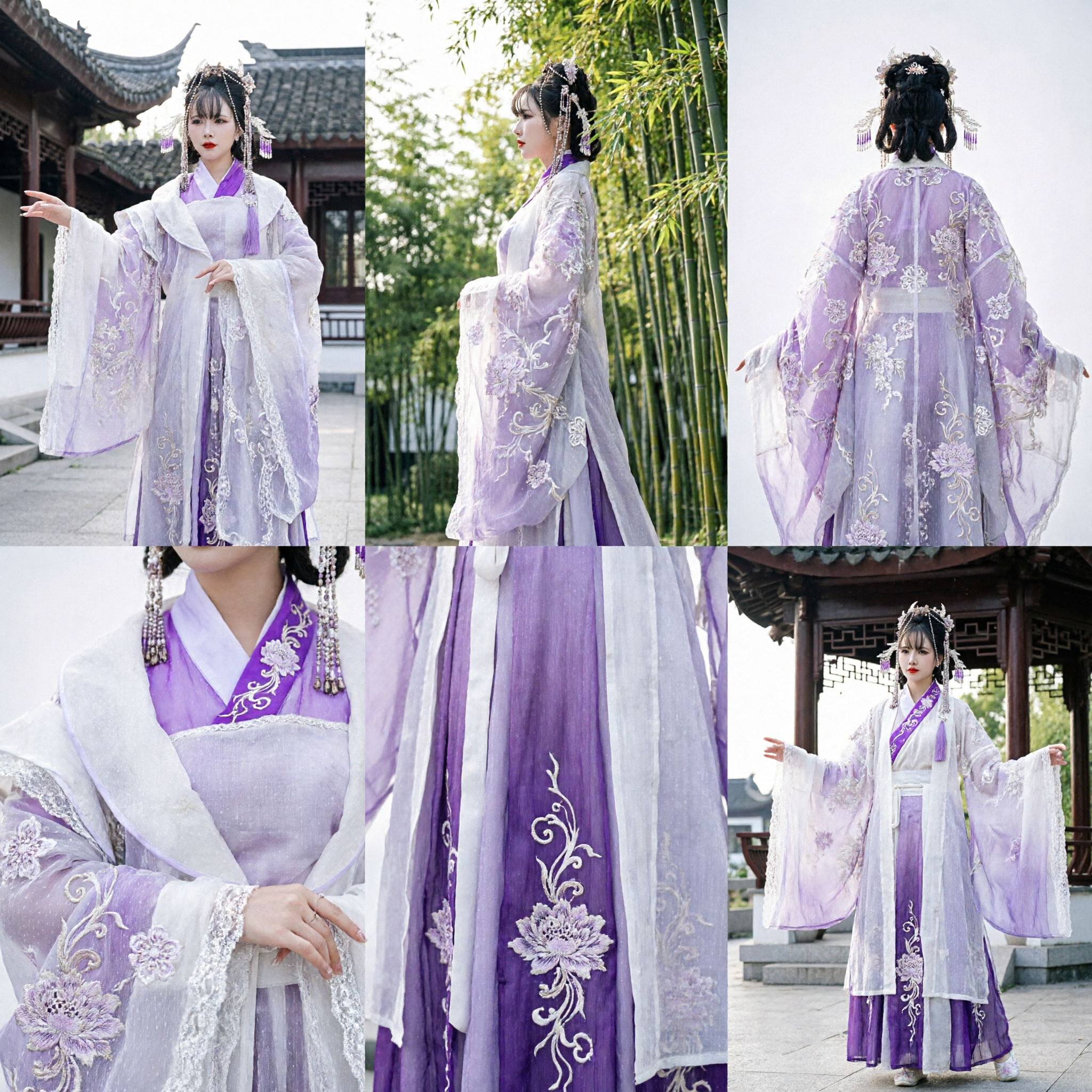 Traje Tradicional Chinês Hanfu, Vestido de Fada Antigo, Robe Bordado em Roxo e Branco para Cosplay para Mulheres - Asian Costume