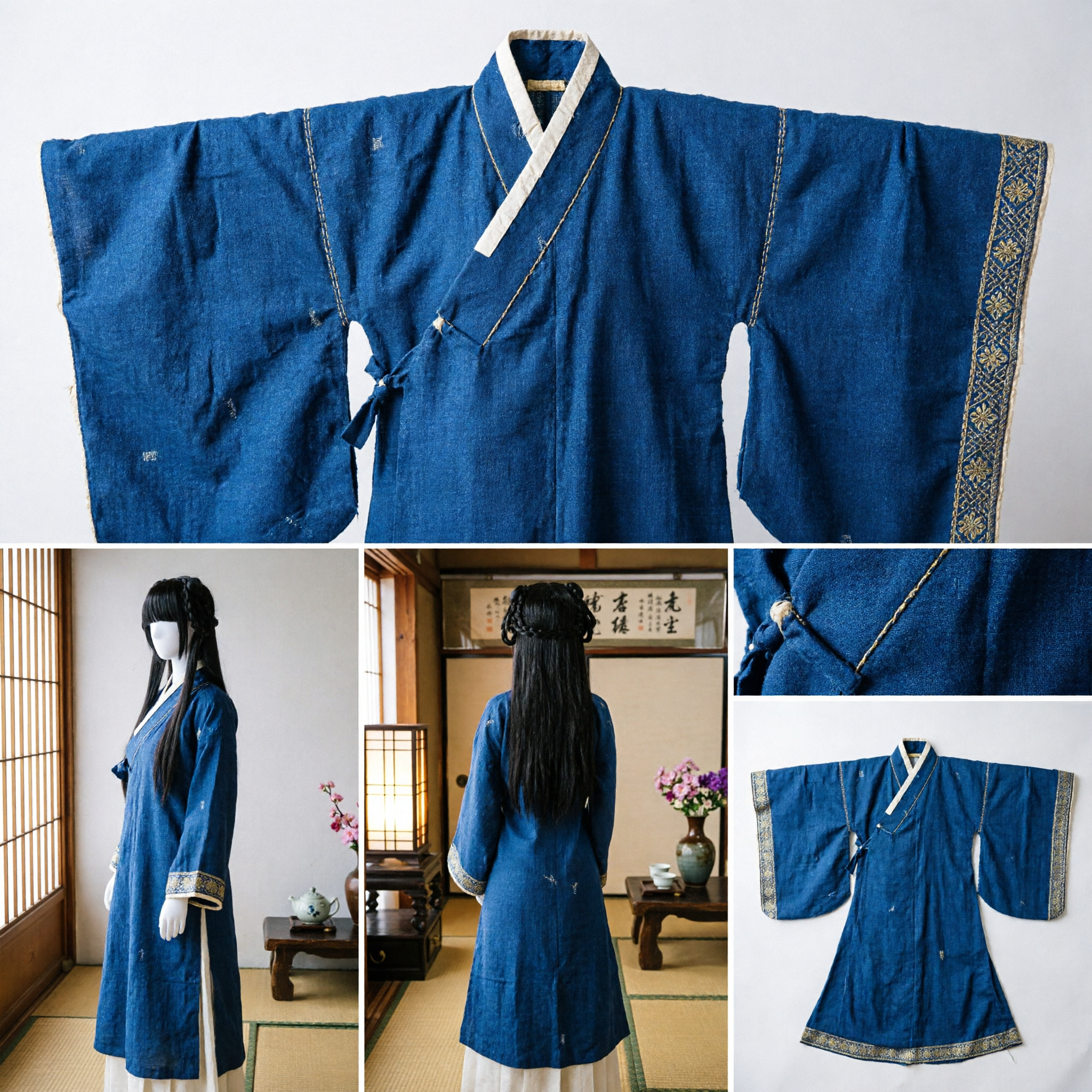 Traditionelles chinesisches antikes Kostüm-Perücke, lange schwarze geflochtene Dutt-Zöpfe, Hanfu-Haarstück für Frauen-Cosplay - Asian Costume