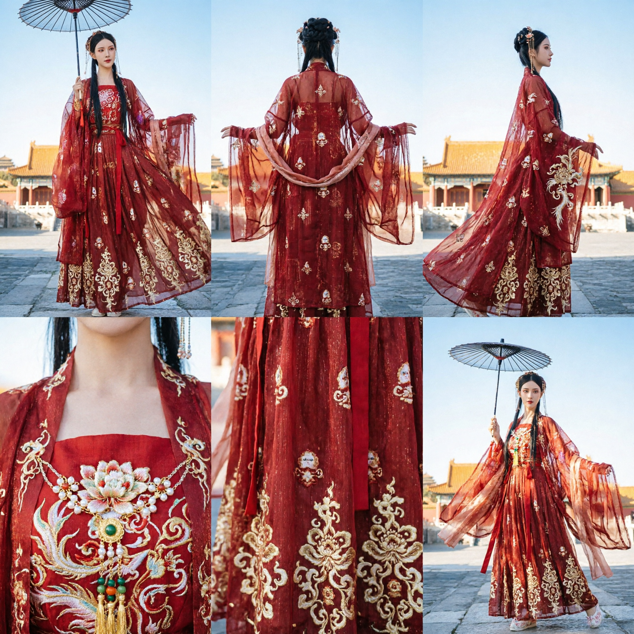 Women's Traditional Chinese Red Hanfu Ancient Costume Fairy Dress for Wedding Cosplay Photography - Asian Costume