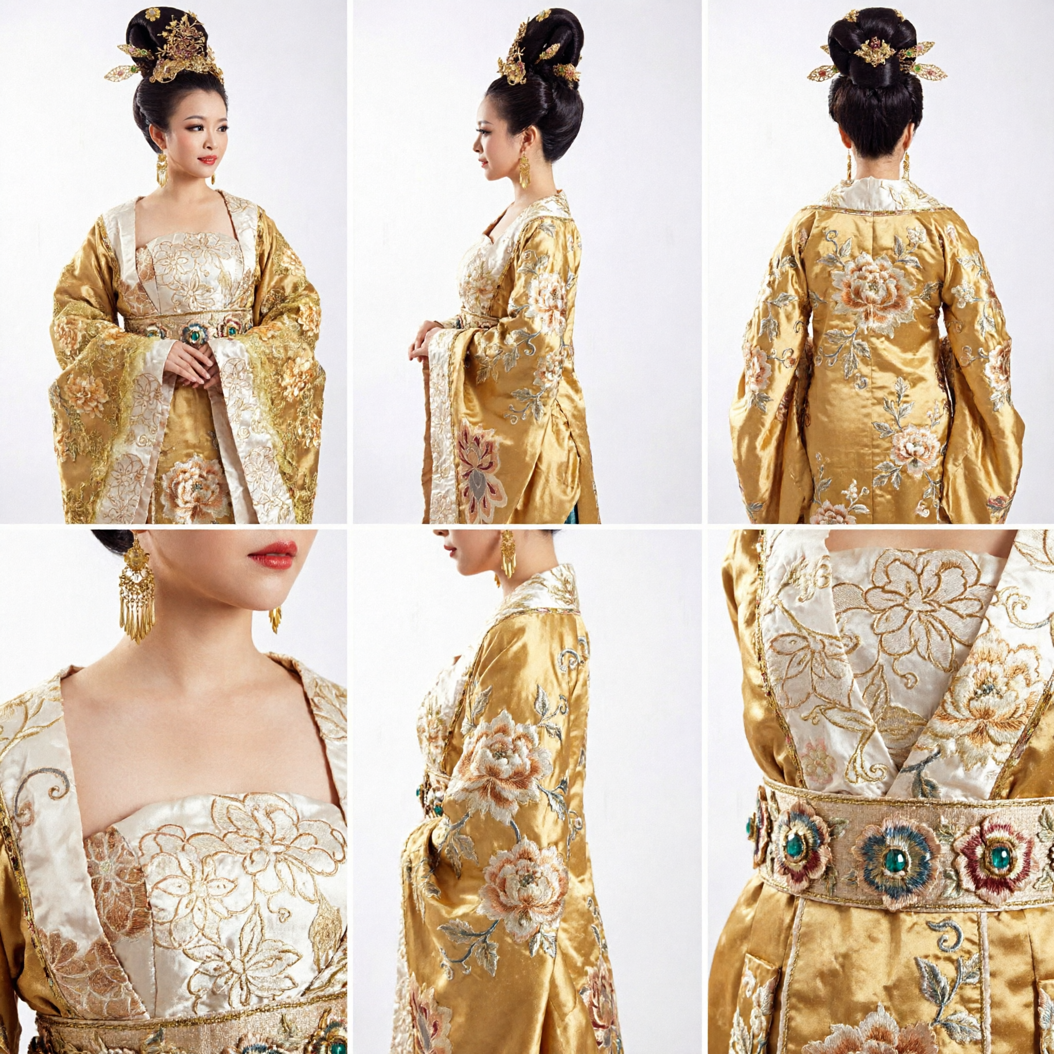 Costume de concubine impériale de la dynastie Tang traditionnelle chinoise, robe Hanfu brodée d'or pour femmes (photographie et performance) - Asian Costume