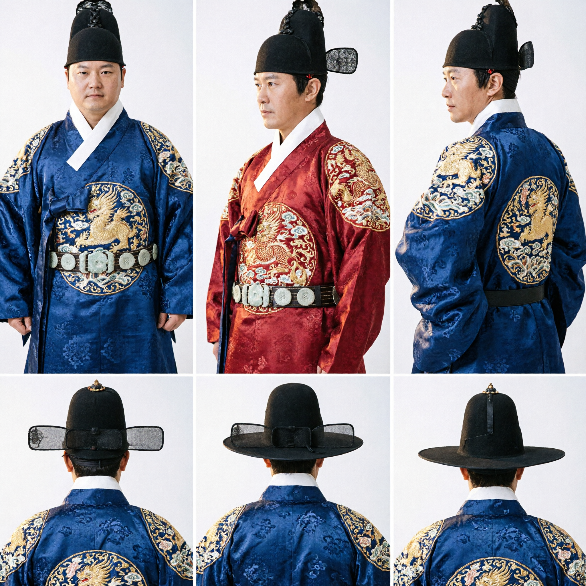Männer-Traditionelles koreanisches königliches Hanbok-Kostüm-Set, König-Drachenmantel und Wächter-Outfit für kulturelle Aufführungen - Asian Costume