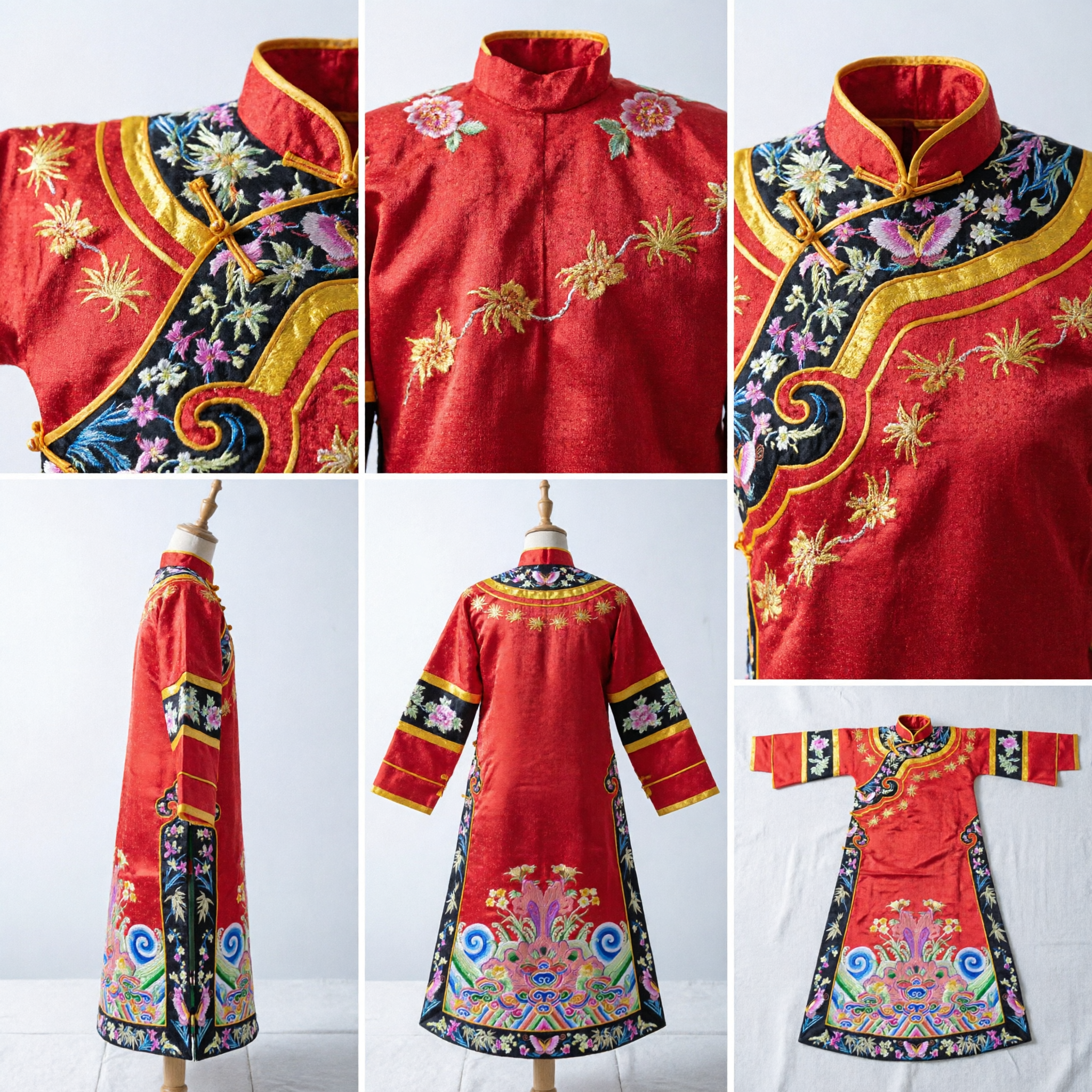 전통 중국 경극 붉은 망포 홑옥 고대 관료 자수 무대 공연 의상 - Asian Costume