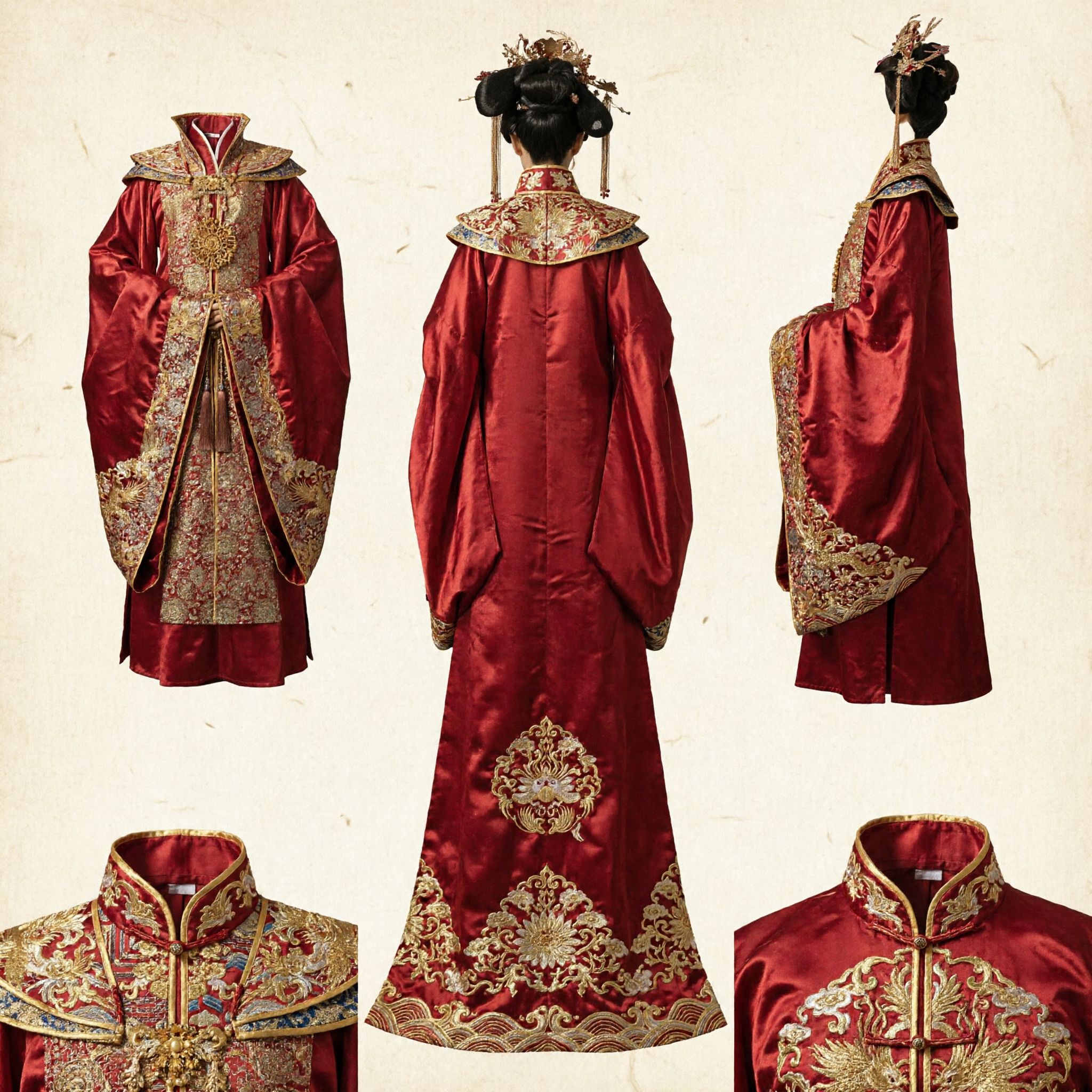 Traje Hanfu de Imperatriz Vermelho Tradicional Chinês Vestido de Palácio da Dinastia Tang para Mulheres em Casamento e Cosplay - Asian Costume
