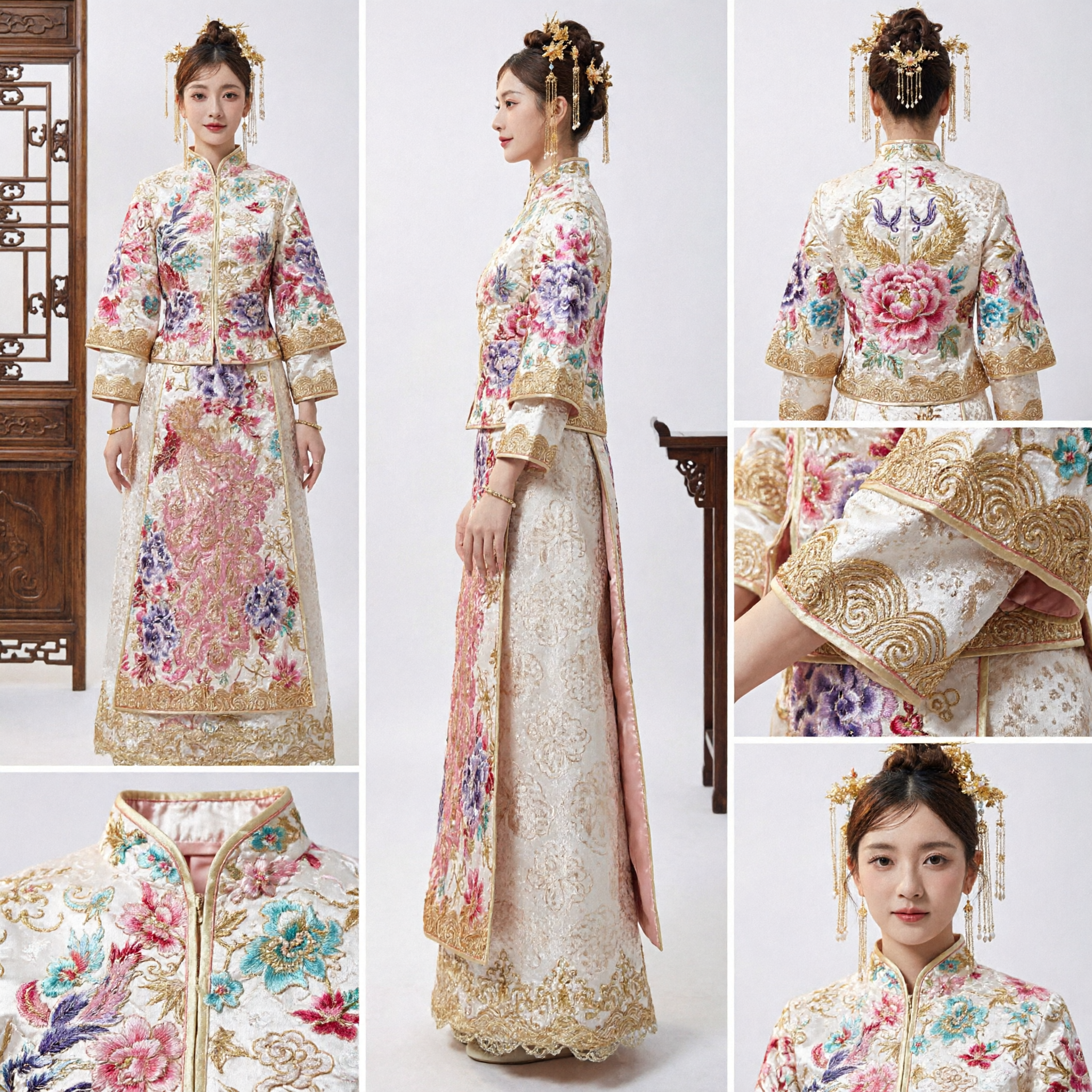 Robe de mariée traditionnelle chinoise Xiuhe, costume de mariée brodé, vêtement ancien Hanfu pour femmes - Asian Costume