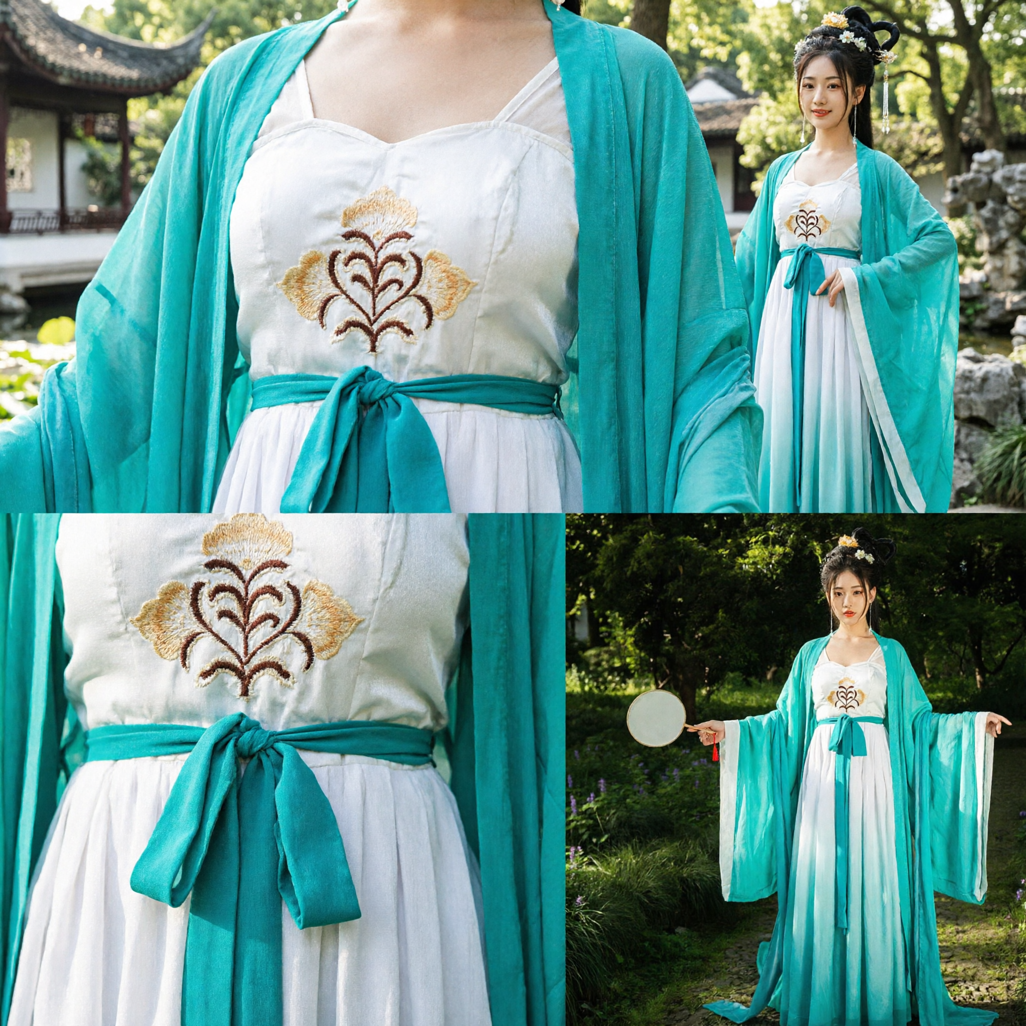 Traje Tradicional Chinês Hanfu para Mulheres Vestido de Fada da Dinastia Tang Verde Gradiente Roupa Antiga para Performance - Asian Costume
