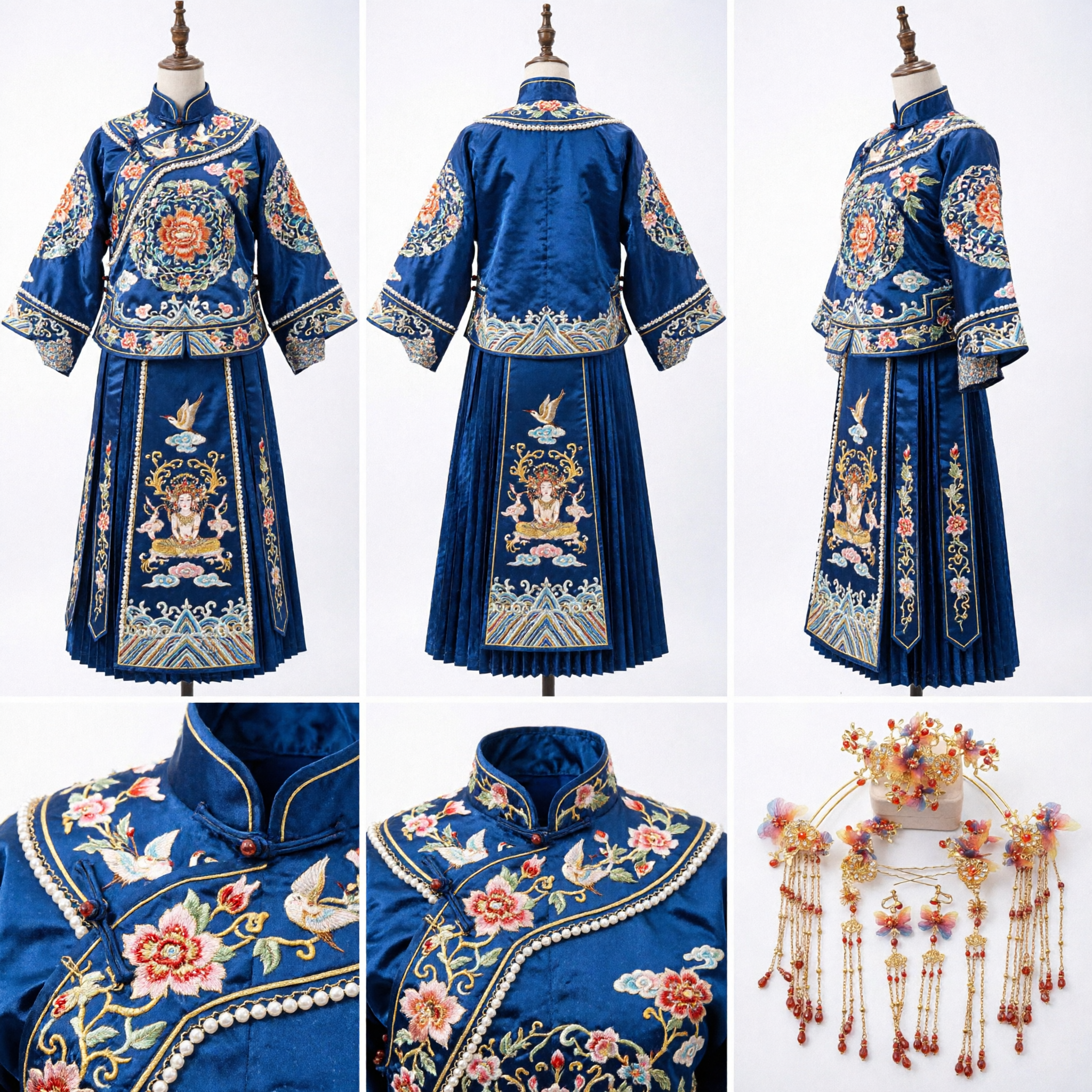 Conjunto de Joias para Cabelo Coroa de Fênix Chinês Tradicional para Mulheres, Acessórios Dourados com Borlas para Casamento Hanfu e Noiva - Asian Costume