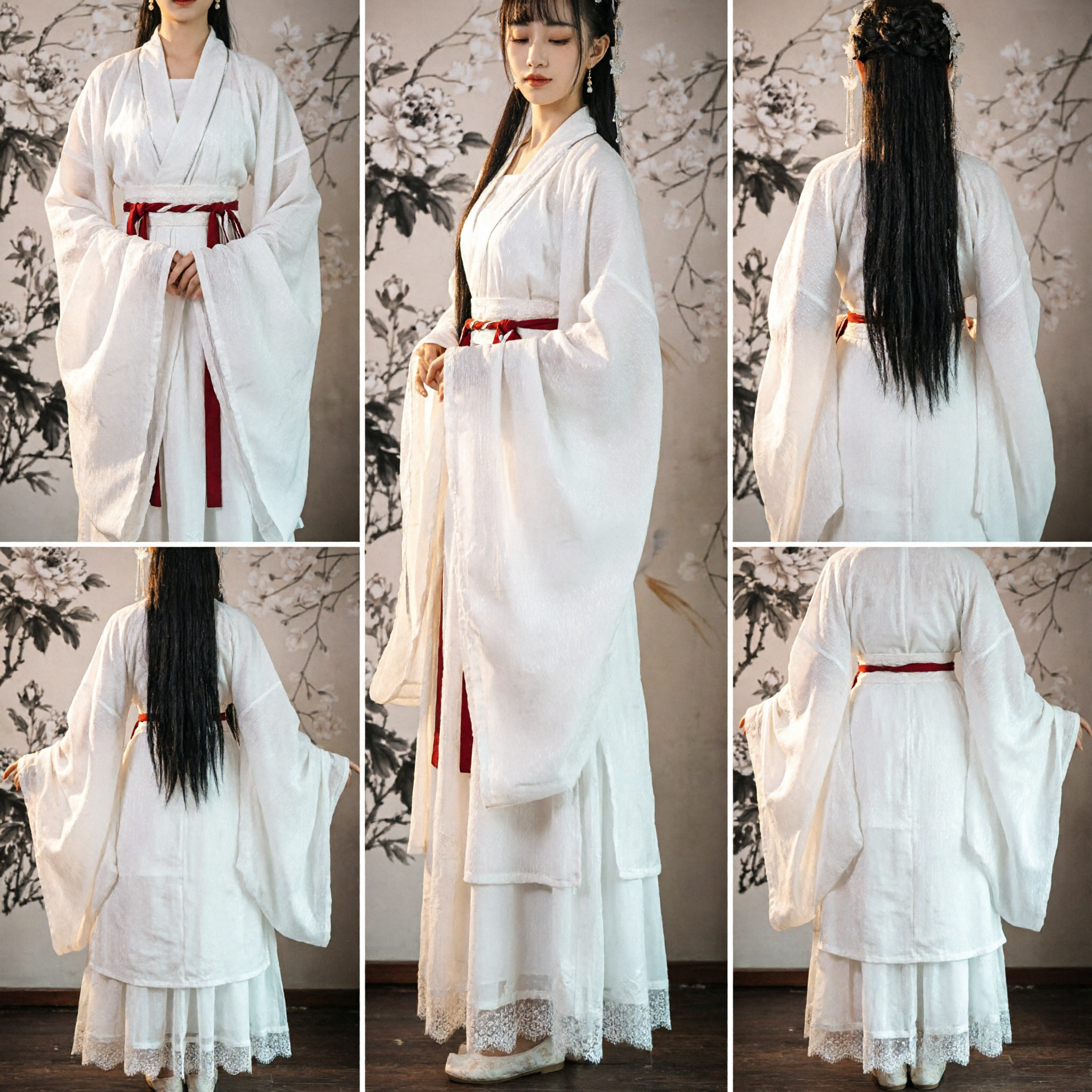 Hanfu blanc élégant Costume ancien chinois traditionnel Robe pour Femmes Photographie Spectacle - Asian Costume