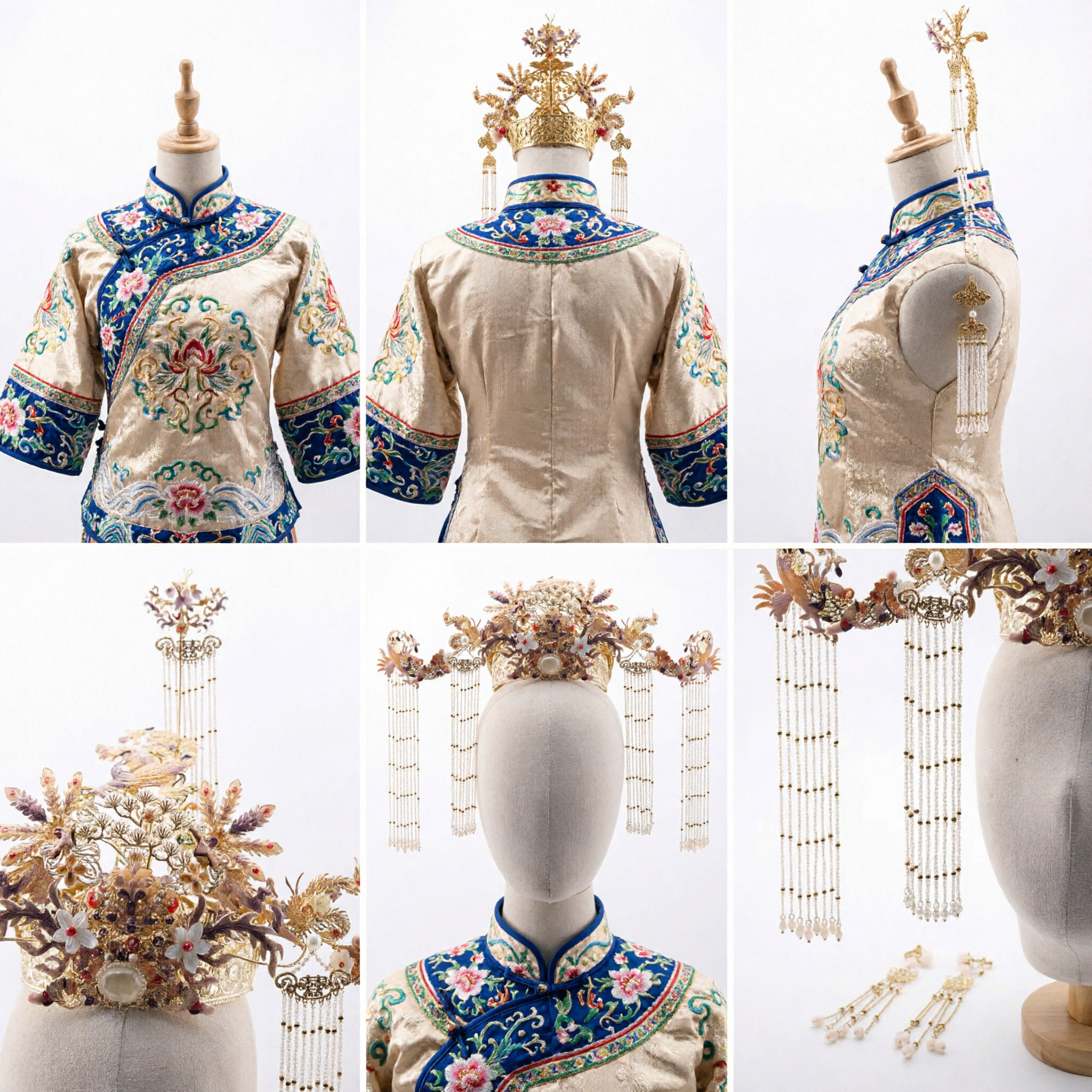 Couronne de phénix dorée traditionnelle chinoise, accessoires capillaires anciens pour mariage, coiffe de mariée pour costume Hanfu avec franges - Asian Costume
