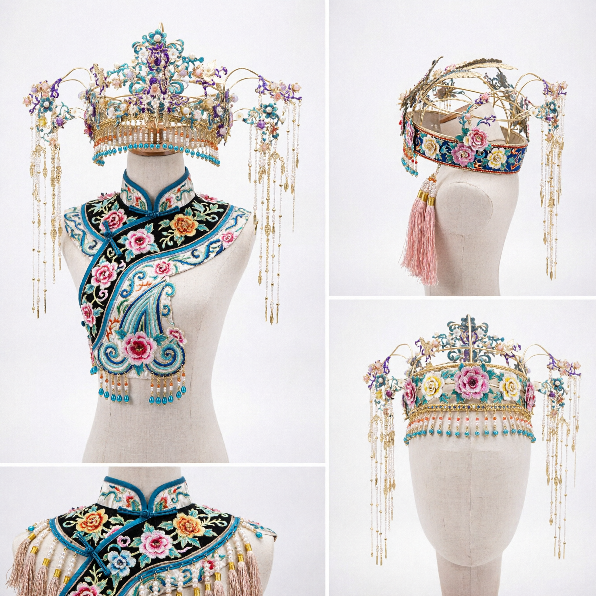 Exquisite Chinese Traditional Phoenix Crown Hair Accessories Ancient Hanfu Wedding Bridal Headdress with Tassels for Women - Asian Costume