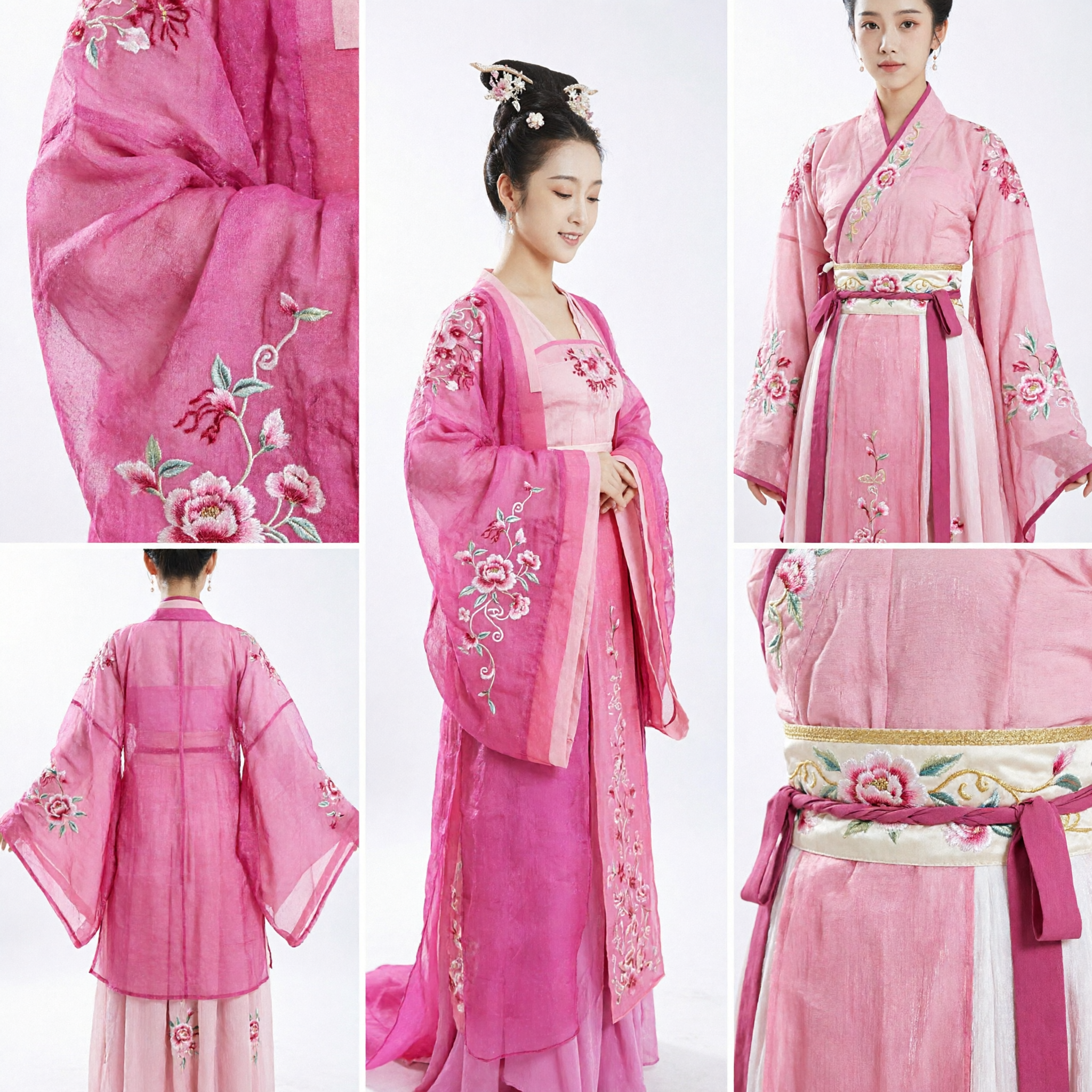 Costume Completo da Principessa Antica Hanfu Cinese Rosa Tradizionale con Accessori per Capelli per Donne - Asian Costume