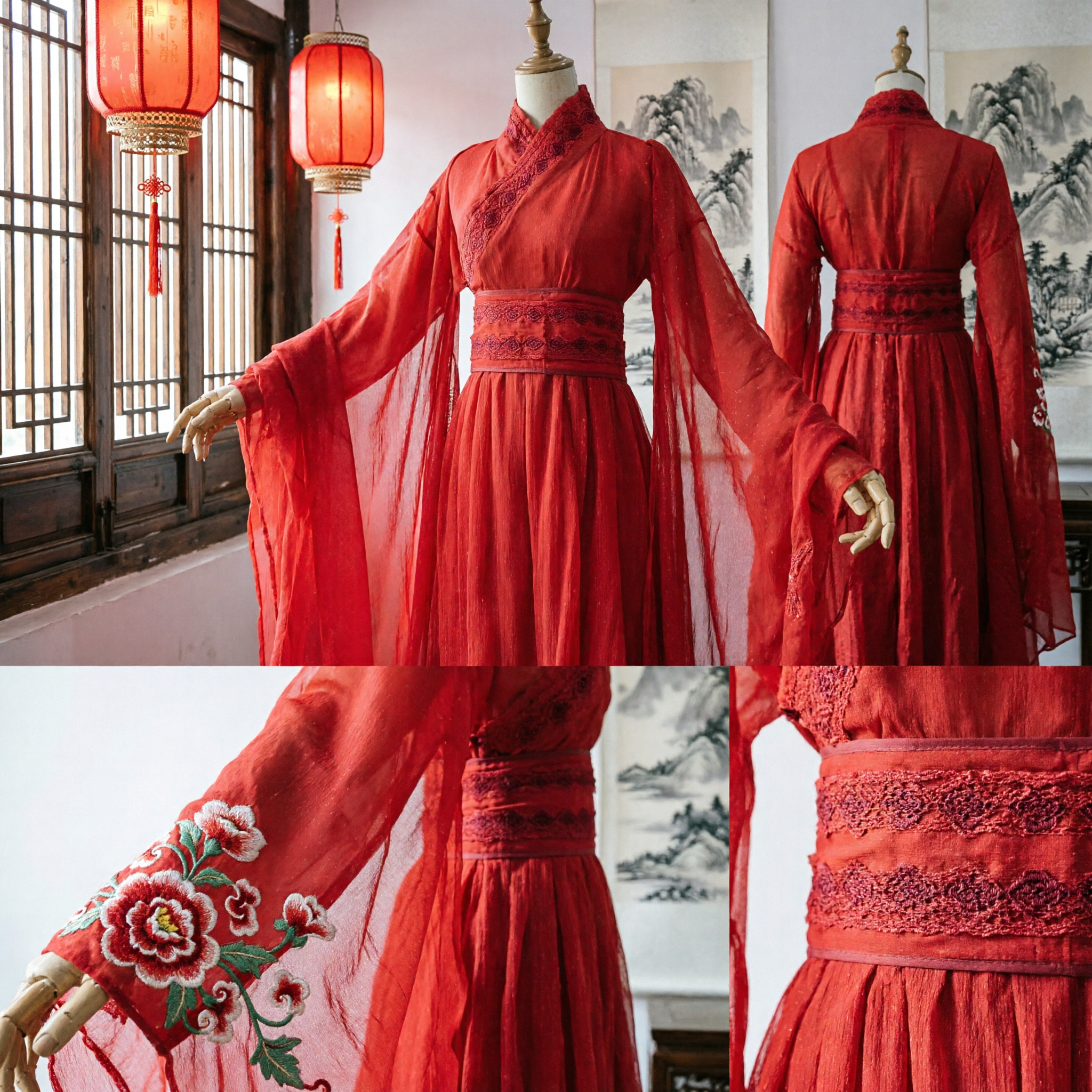 Robe Hanfu rouge traditionnelle chinoise - Costume ancien de princesse pour cosplay et photographie féminine - Asian Costume