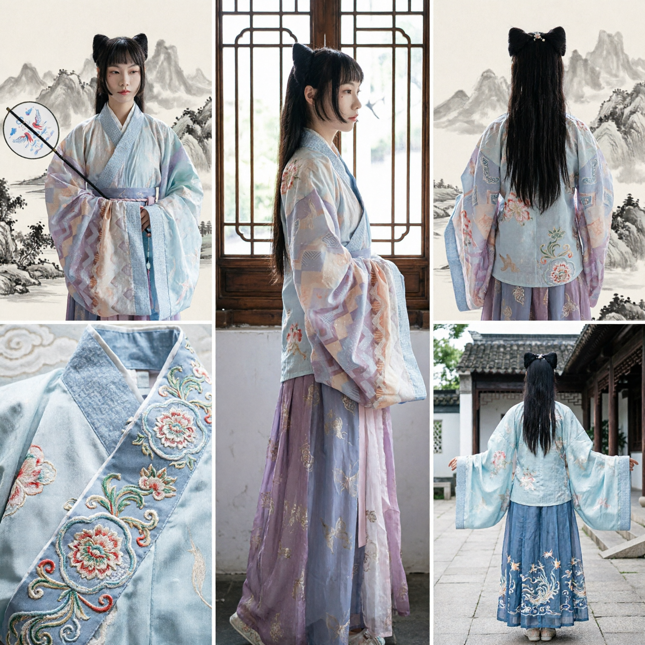 Tradycyjny Chiński Kostium Hanfu w Stylu z Dynastii Jin Starożytna Pastelowa Suknia Wróżki dla Kobiet na Fotografię - Asian Costume