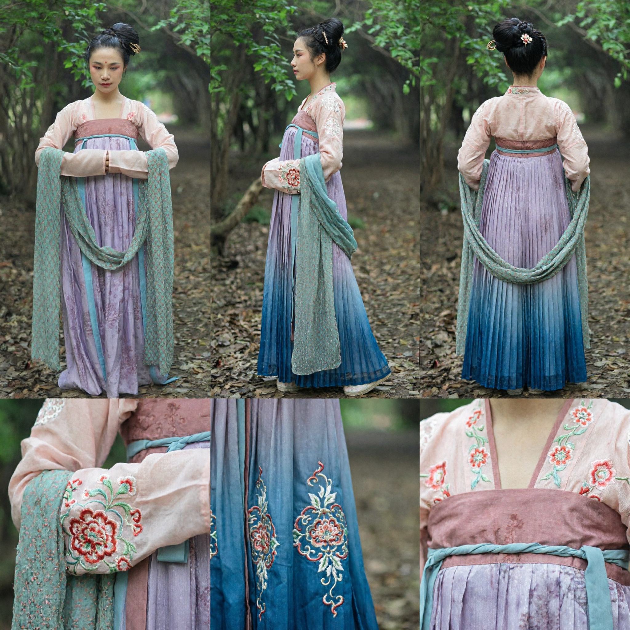 Elegante Costume Antico Hanfu tradizionale cinese della Dinastia Tang, Ruqun con Gonna Viola per Donne per Spettacoli - Asian Costume