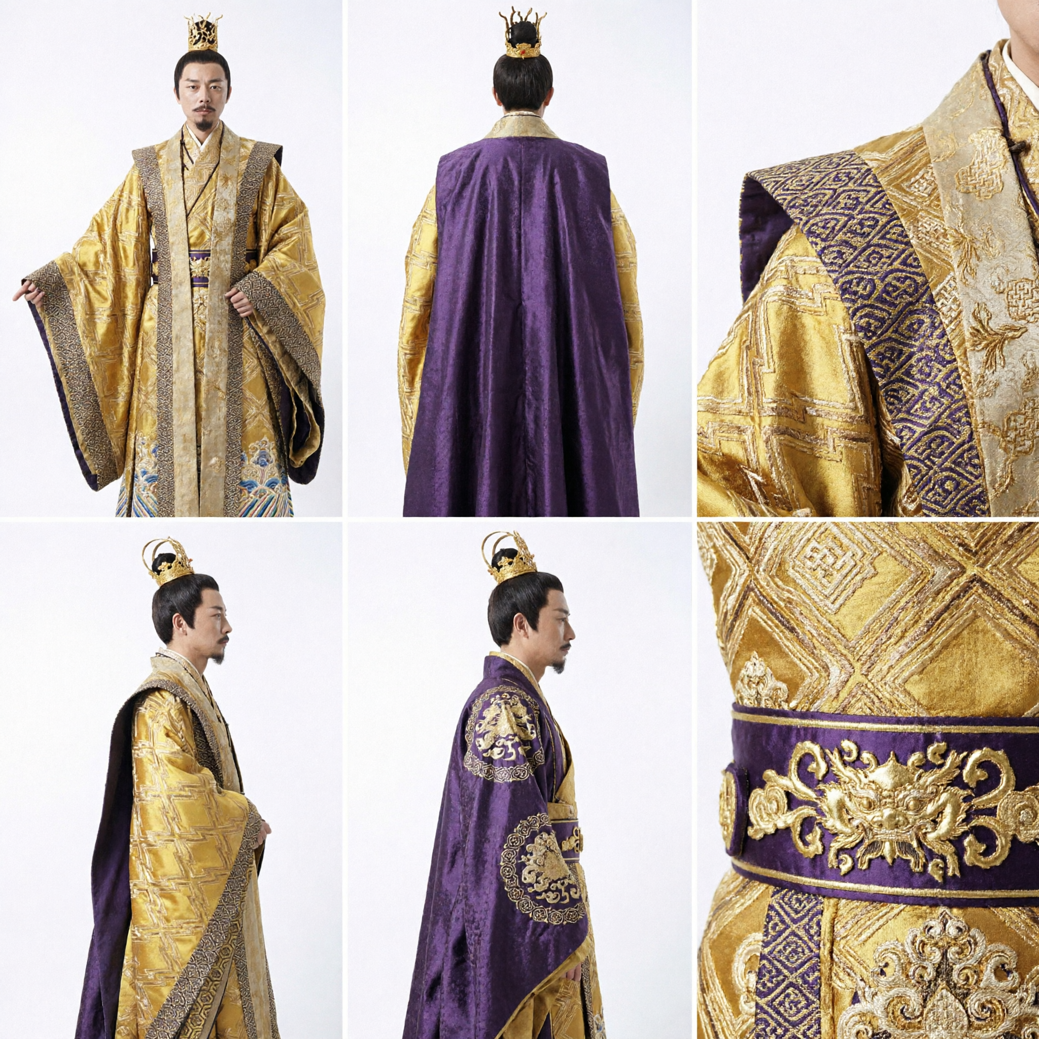 Traje de emperador chino antiguo para hombres, túnica real dorada Hanfu, atuendo para cosplay, Halloween, ropa de drama histórico - Asian Costume