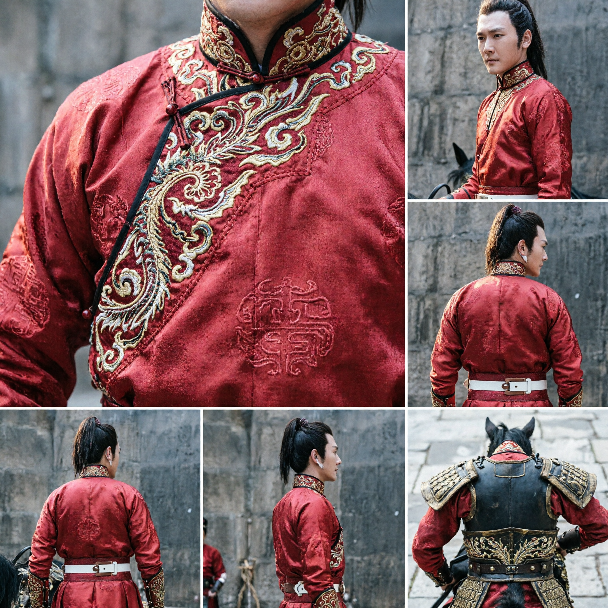 Veste da Guerriero Rossa Antica Cinese Costume Tradizionale Hanfu per Uomini per Cosplay e Rappresentazioni Storiche - Asian Costume