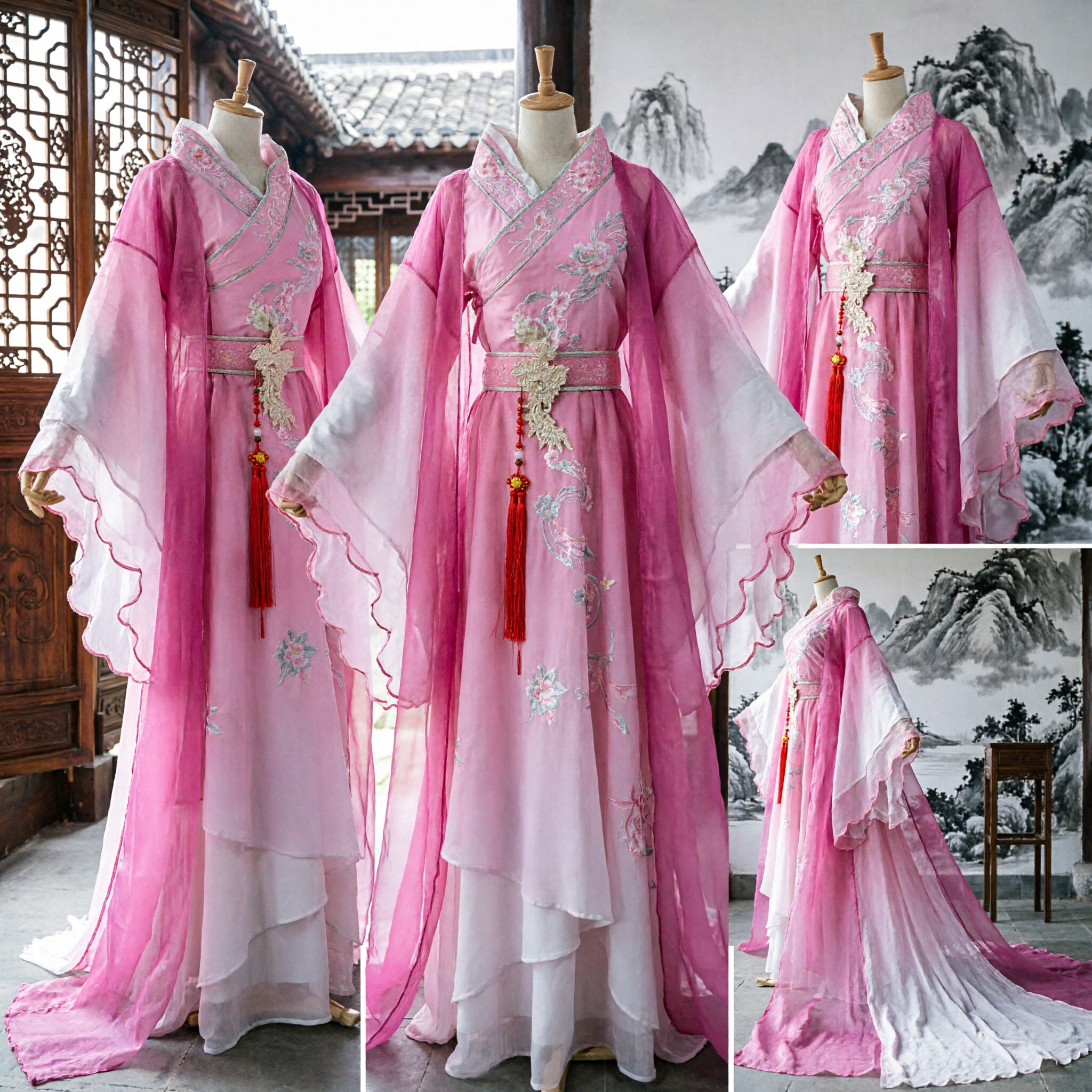 Traditional Chinese Pink Hanfu Costume Ancient Fairy Dress for Women Cosplay and Stage Performance - Asian Costume