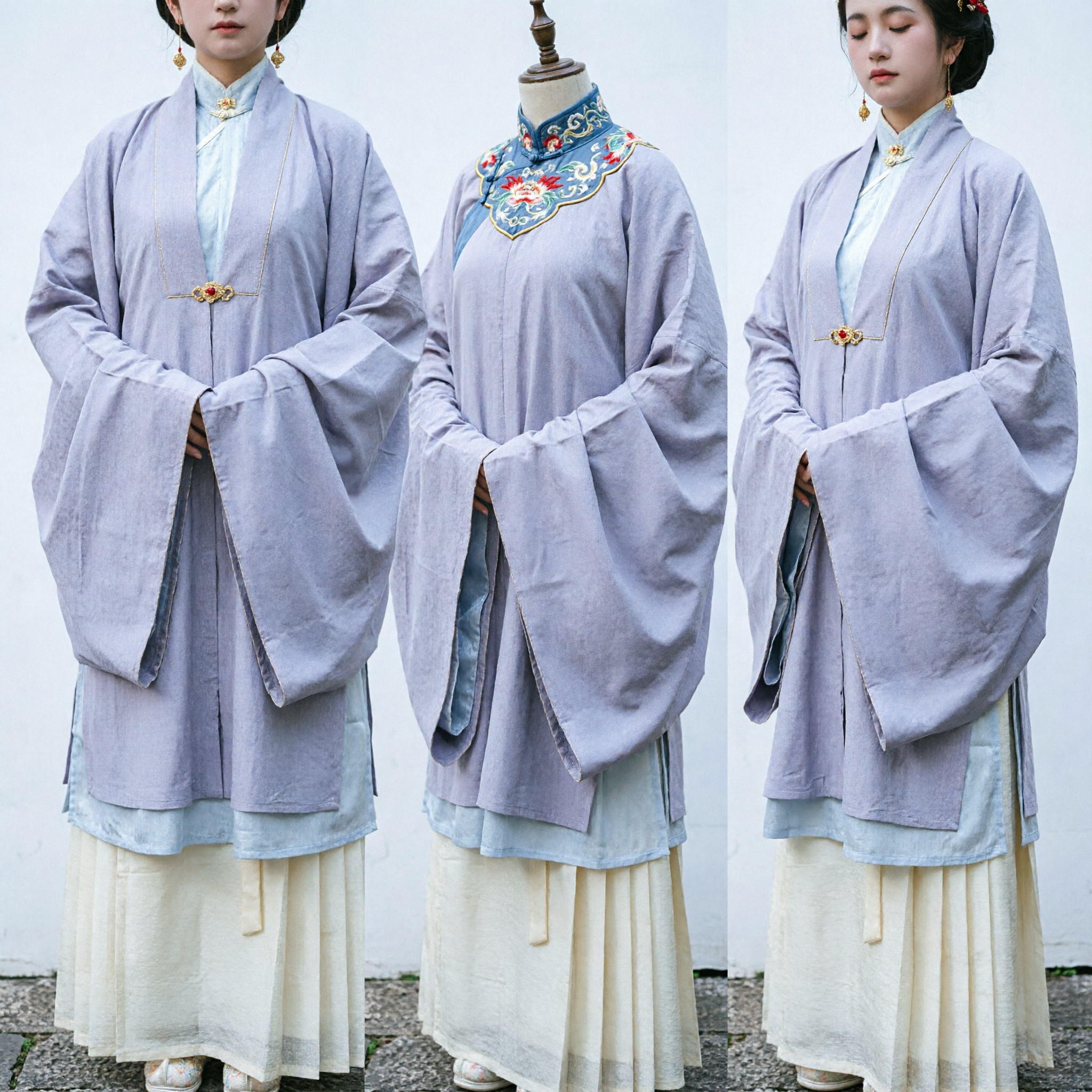 Hanfu traditionnel chinois style dynastie Ming, ensemble robe violette et jupe crème pour femme, costume historique - Asian Costume