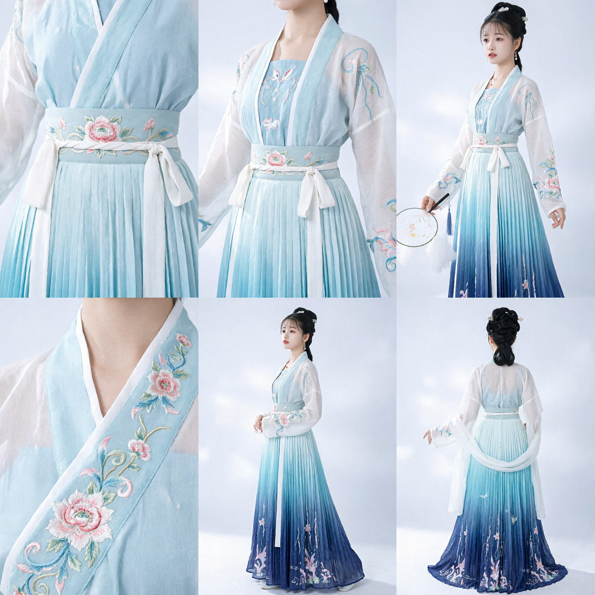 Hanfu élégant à dégradé de bleu, costume ancien traditionnel chinois, robe de fée pour cosplay féminin et photographie - Asian Costume