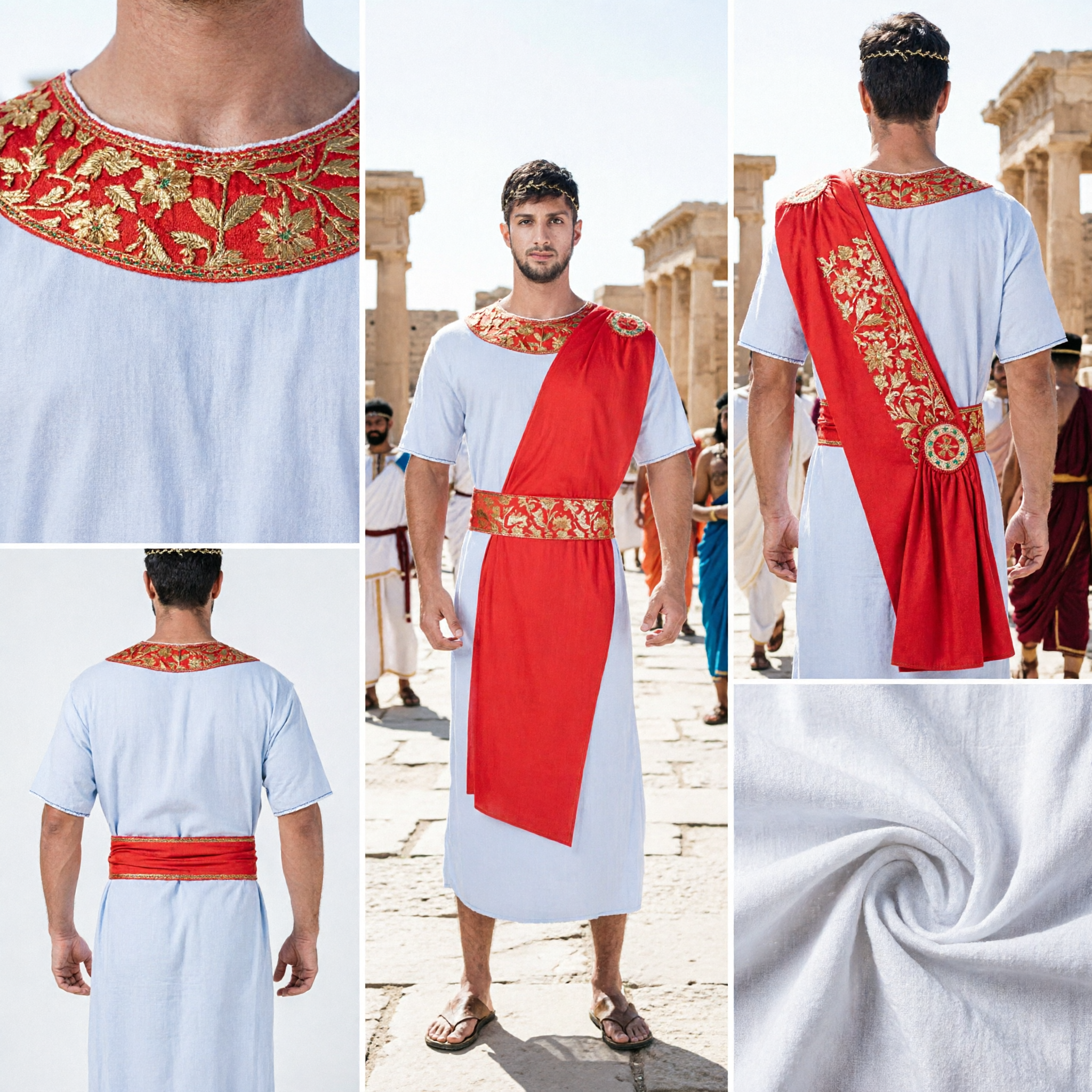 Costume de toge d'empereur romain pour hommes, tenue de dieu grec ancien pour cosplay d'Halloween et fêtes - Asian Costume