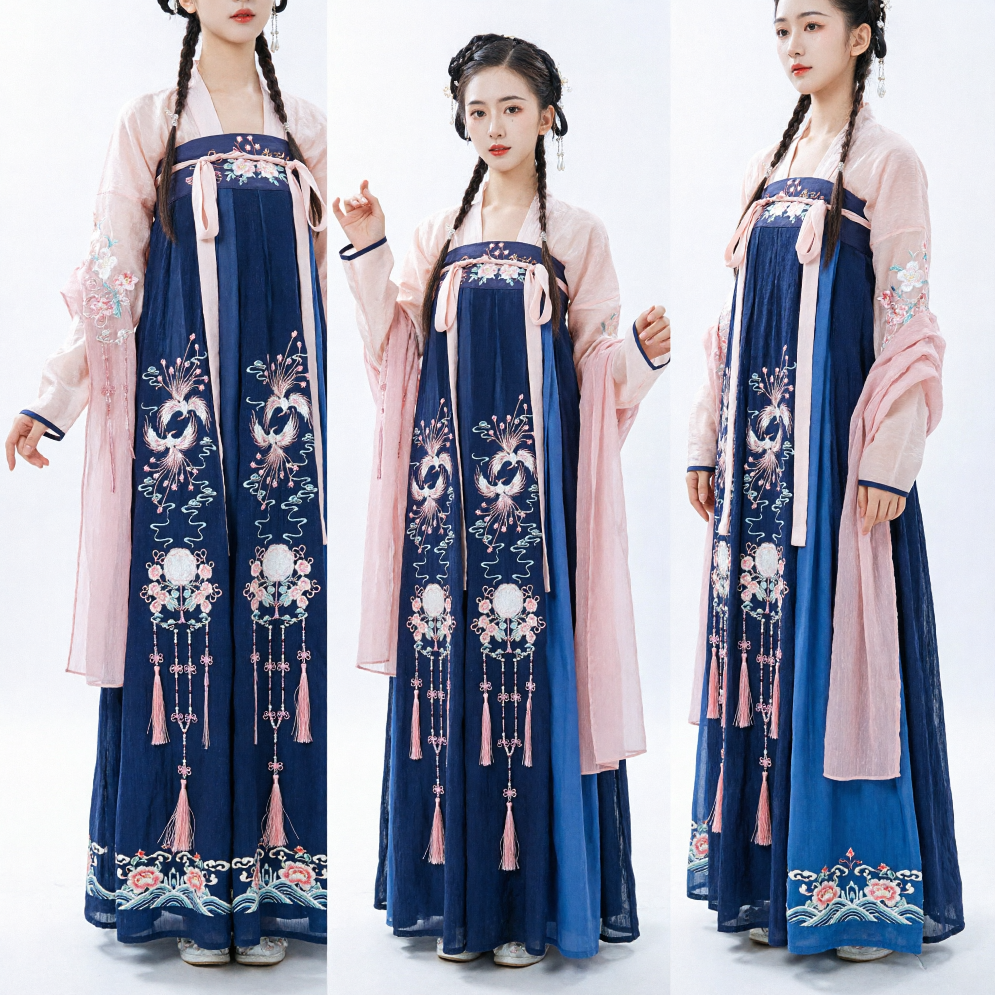 Traditionele Chinese Hanfu Tang Dynastie Stijl Oud Kostuum Fee Geborduurde Lange Rok Set voor Vrouwen - Asian Costume