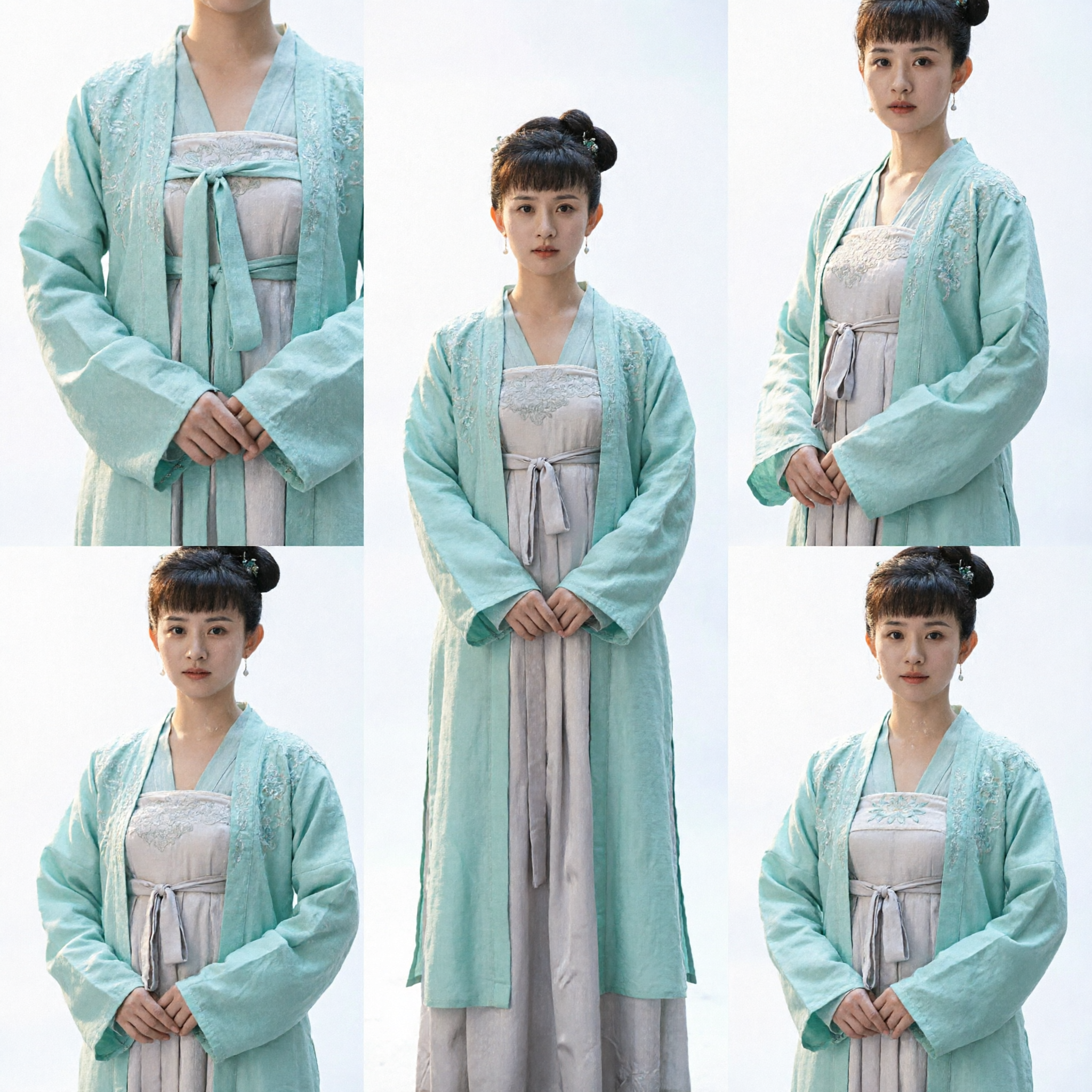 Costume de Servante du Palais Ancienne Chinoise, Hanfu Dynastie Song, Robe Extérieure Verte et Robe Beige pour Femmes Cosplay - Asian Costume