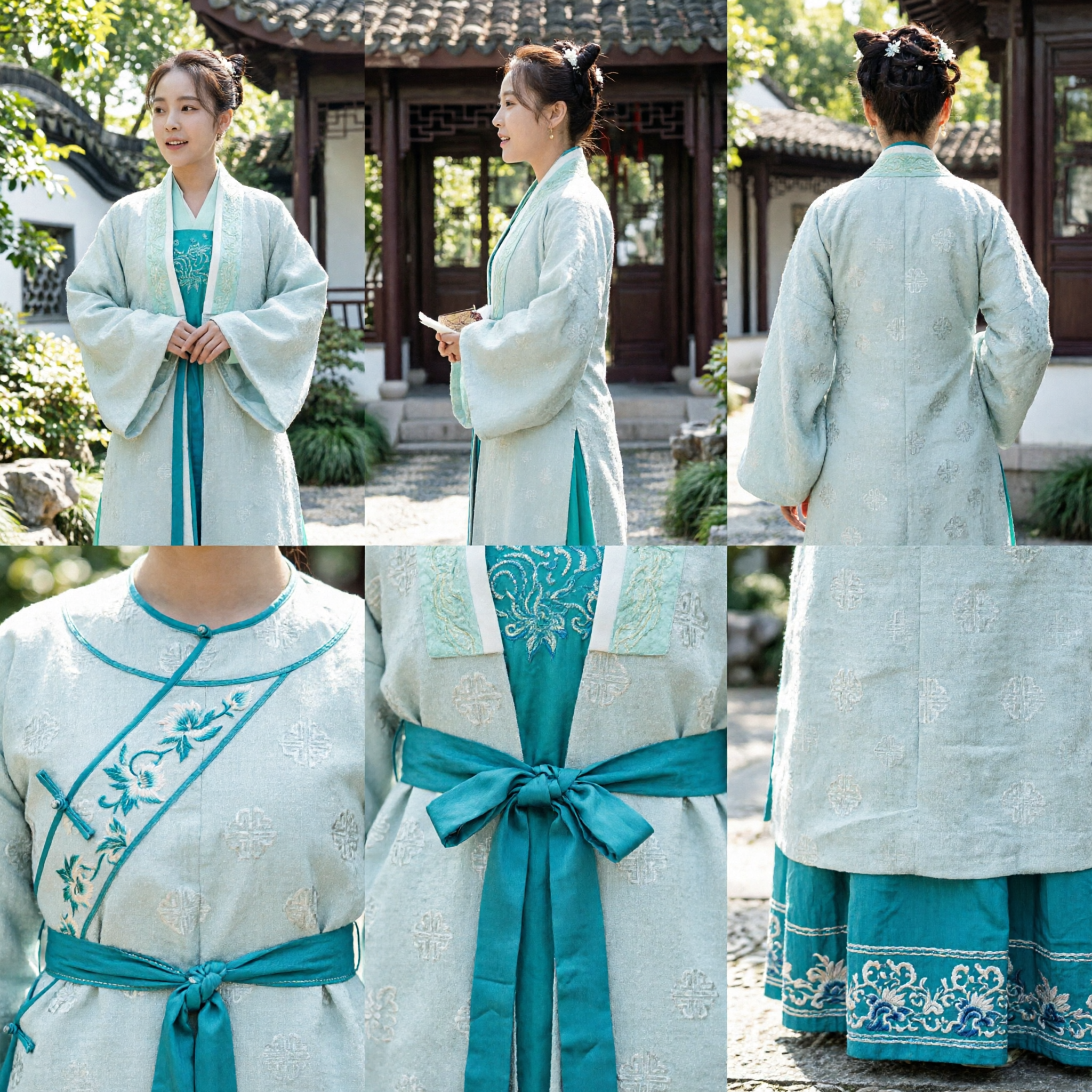 Antikes chinesisches Hanfu-Traditionelles Kostüm für Frauen, hellblauer Robe im Stil der Ming-Dynastie, Cosplay-Outfit - Asian Costume