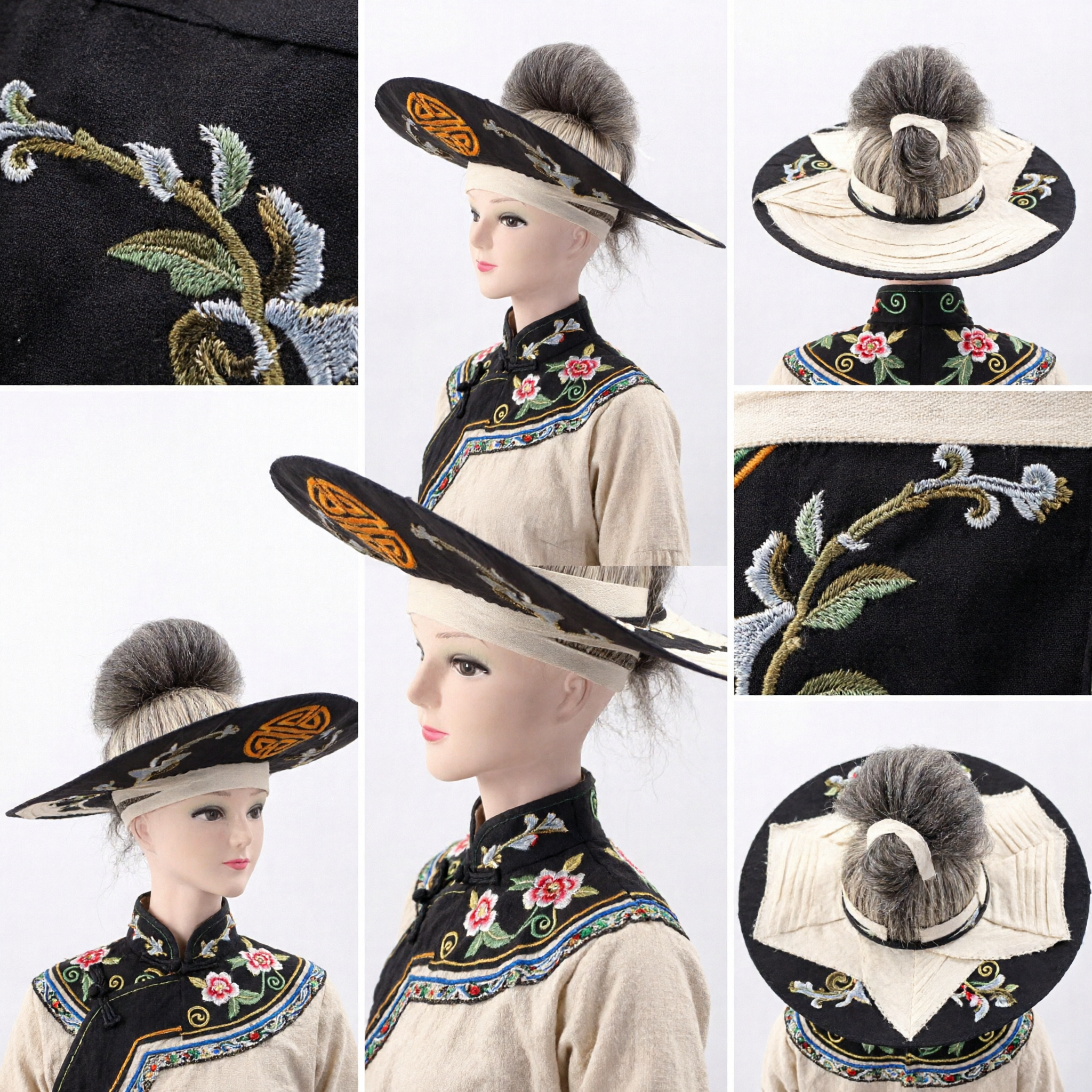 Épingle à Cheveux Laquée Noire de Style Ancien Chinois Traditionnel avec Motif Or Grande Barrette Accessoire Hanfu pour Cosplay - Asian Costume