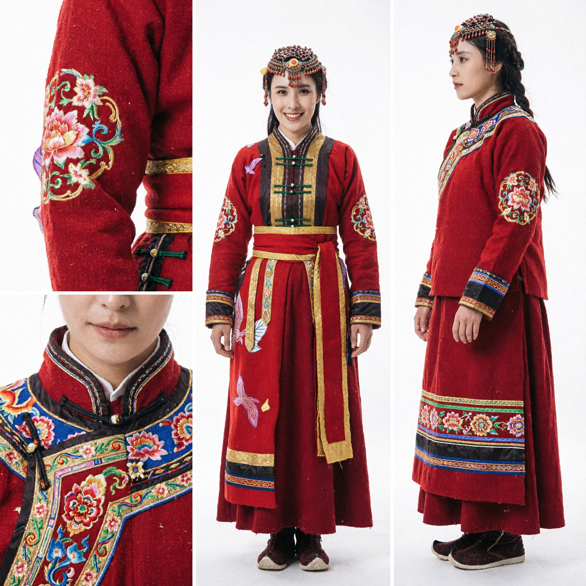 Traditioneel Chinees Oud Mongools Prinses Kostuum Complete Set met Hoofdtooi voor Vrouwen Historisch Drama Cosplay - Asian Costume