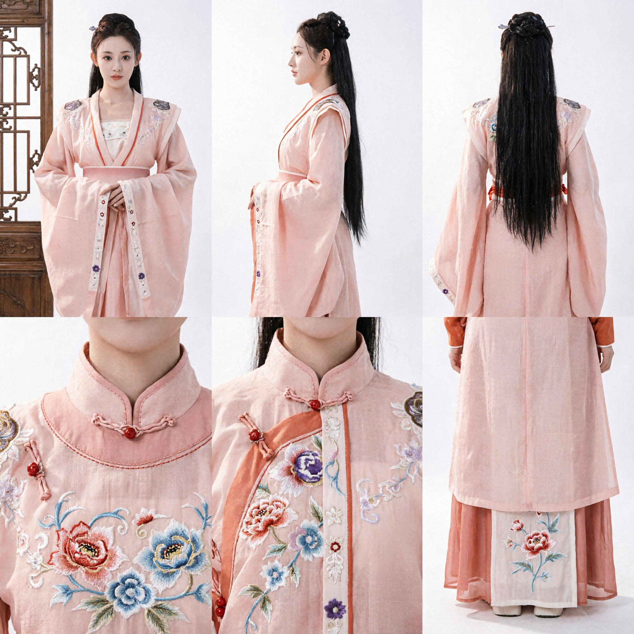 Costume traditionnel chinois Hanfu - Robe de princesse féerique ancienne brodée rose pour femmes, vêtement de cosplay historique - Asian Costume
