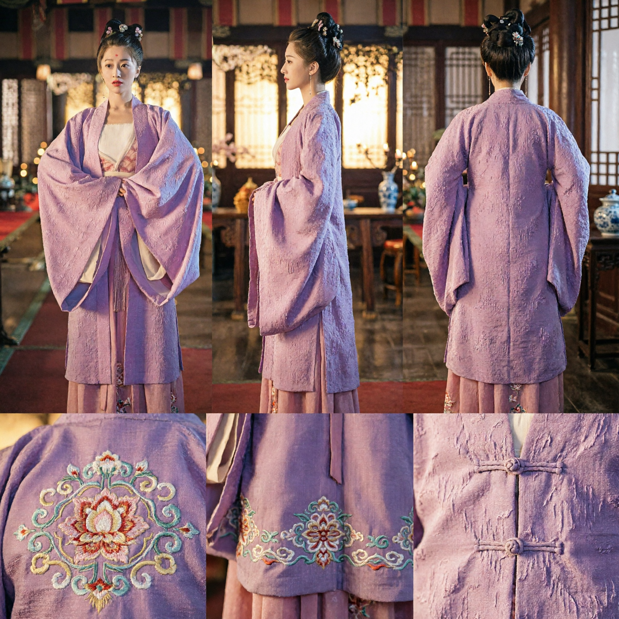 Costume antico cinese Hanfu viola, Veste a maniche larghe da principessa di palazzo della dinastia Tang tradizionale per donne per cosplay - Asian Costume