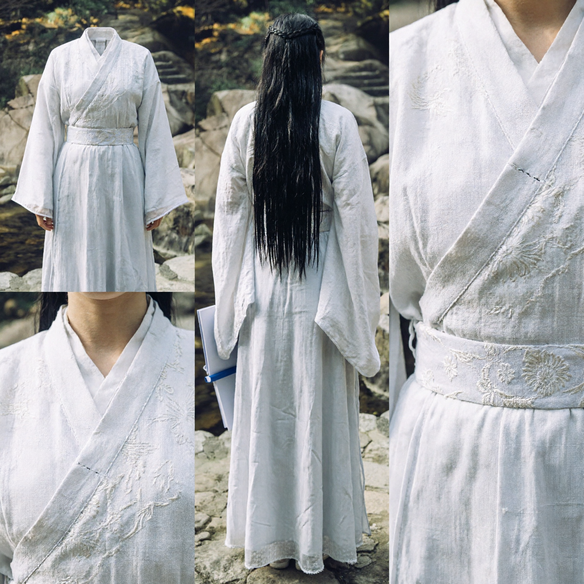 Elegant Wit Traditioneel Chinees Hanfu Kruiskraag Gewaad Oud Kostuum voor Vrouwen Cosplay en Fotografie - Asian Costume