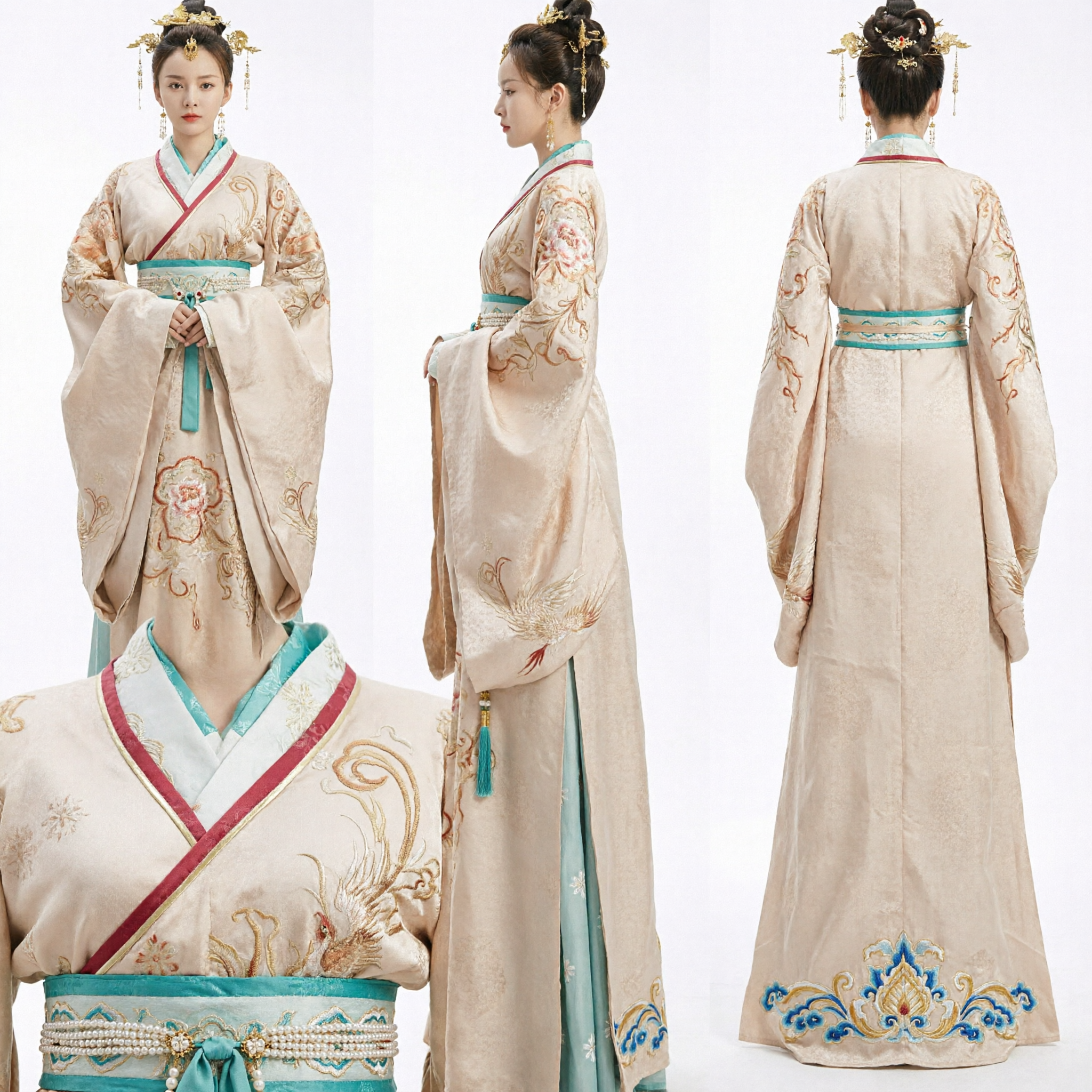 Elegancki Starożytny Chiński Cesarski Strój Księżniczki Hanfu Tradycyjna Suknia Damy Pałacowej z Dynastii Tang Historyczny Strój Teatralny - Asian Costume