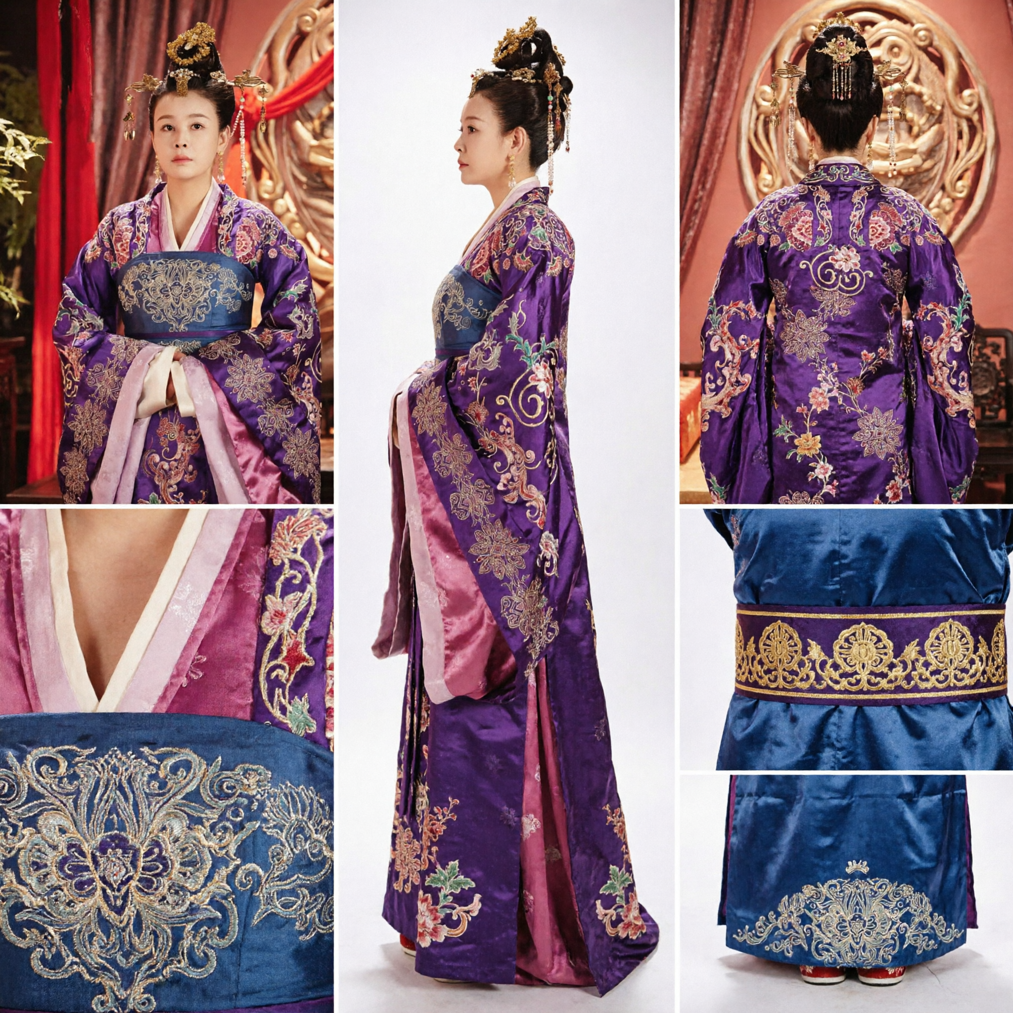 Antikes chinesisches lila besticktes Hanfu-Kostüm für Frauen Traditionelles Palast-Kaiserinnen-Kleid für Historisches Drama Cosplay - Asian Costume