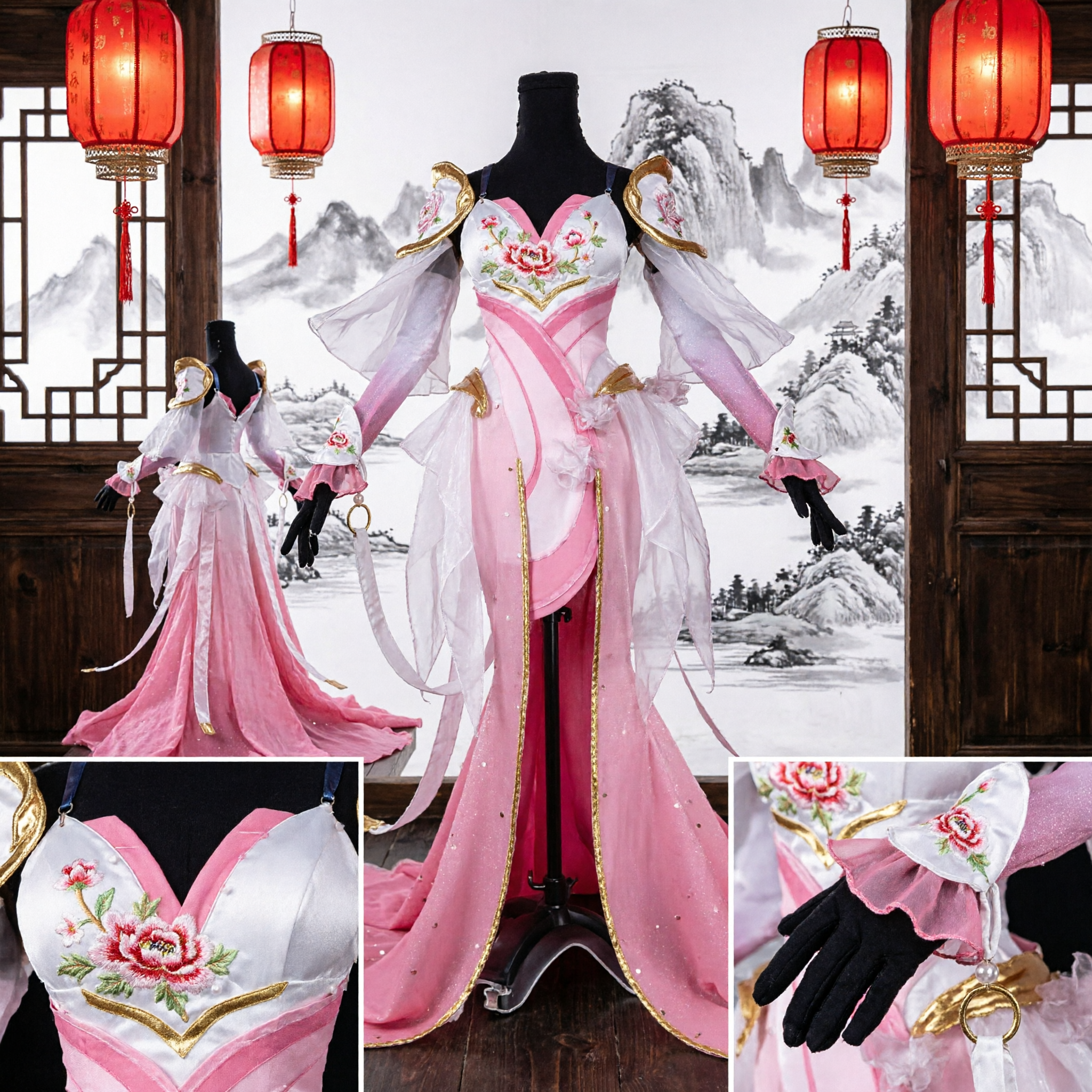 Traje Hanfu Chinês Antigo de Fada Rosa para Mulheres, Vestido Tradicional de Cosplay, Fantasia de Espadachim Wuxia - Asian Costume