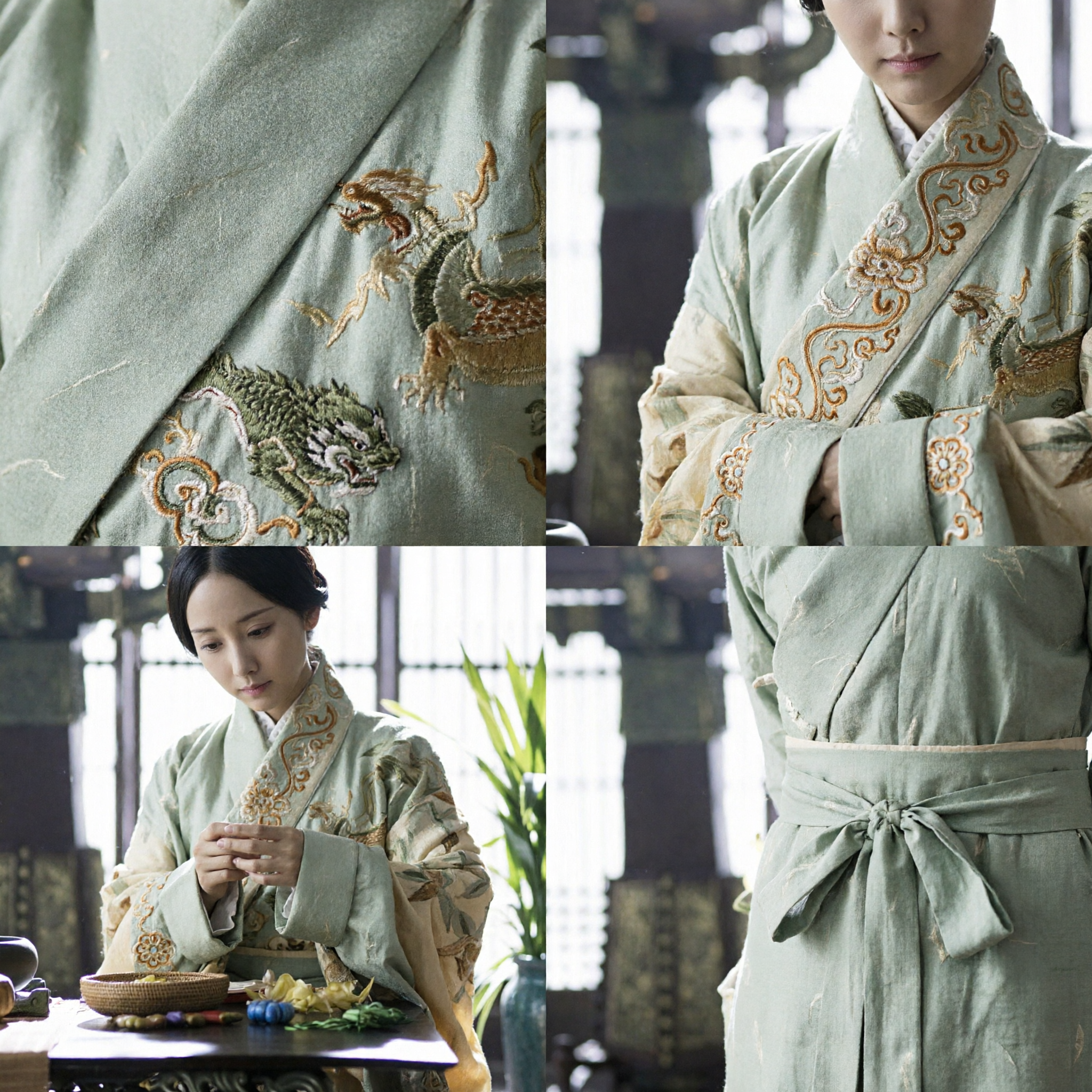 Starożytny chiński kostium Hanfu, tradycyjna zielona szata damy dworu dla kobiet do historycznego cosplayu - Asian Costume