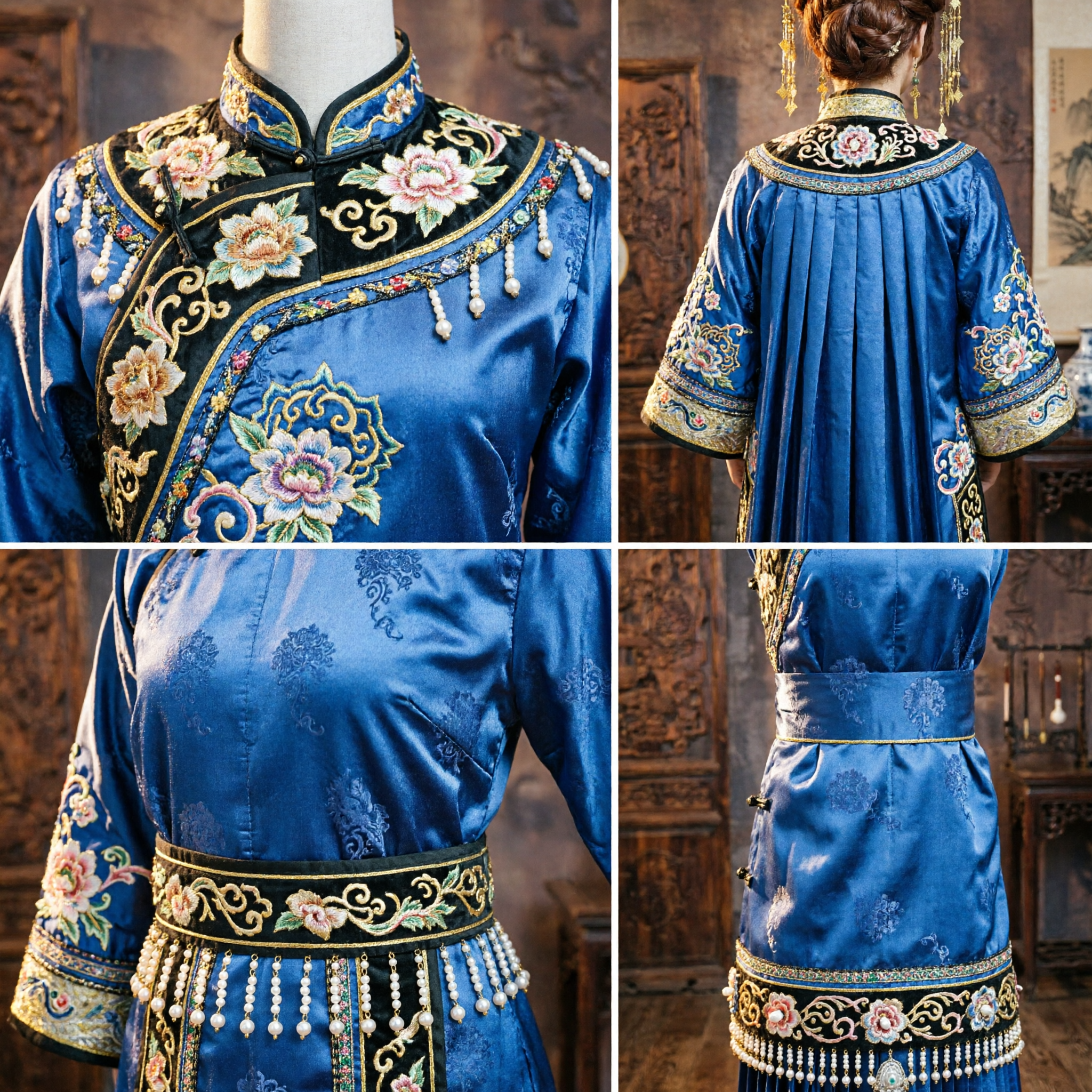 Coroa de Cabelo da Fênix Dourada Antiga Chinesa, Toucado Nupcial Tradicional Hanfu para Casamento com Borlas Pendentes para Mulheres - Asian Costume