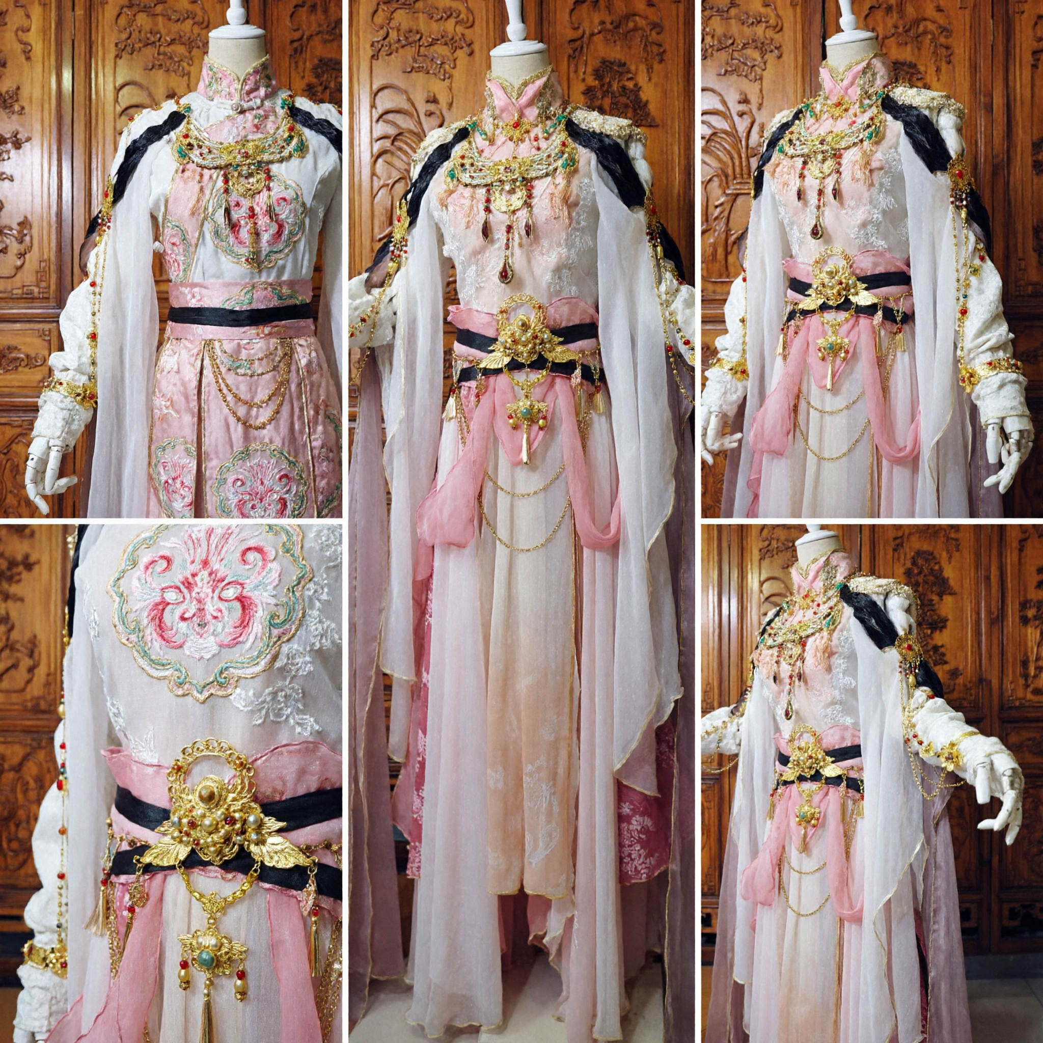 Elegante Costume Hanfu Antico Cinese per Donne, Abito Tradizionale da Dea Fata in Set Rosa e Bianco per Cosplay - Asian Costume