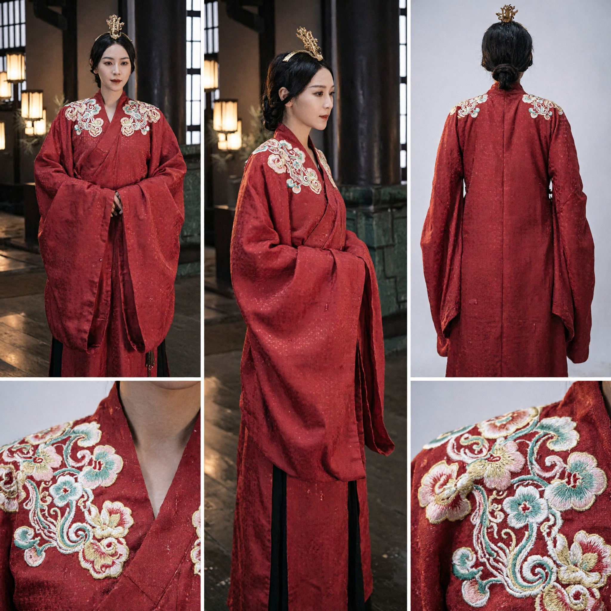中国伝統漢服 赤いローブ 古代衣装 刺繍付き 女性用 コスプレ パフォーマンス - Asian Costume