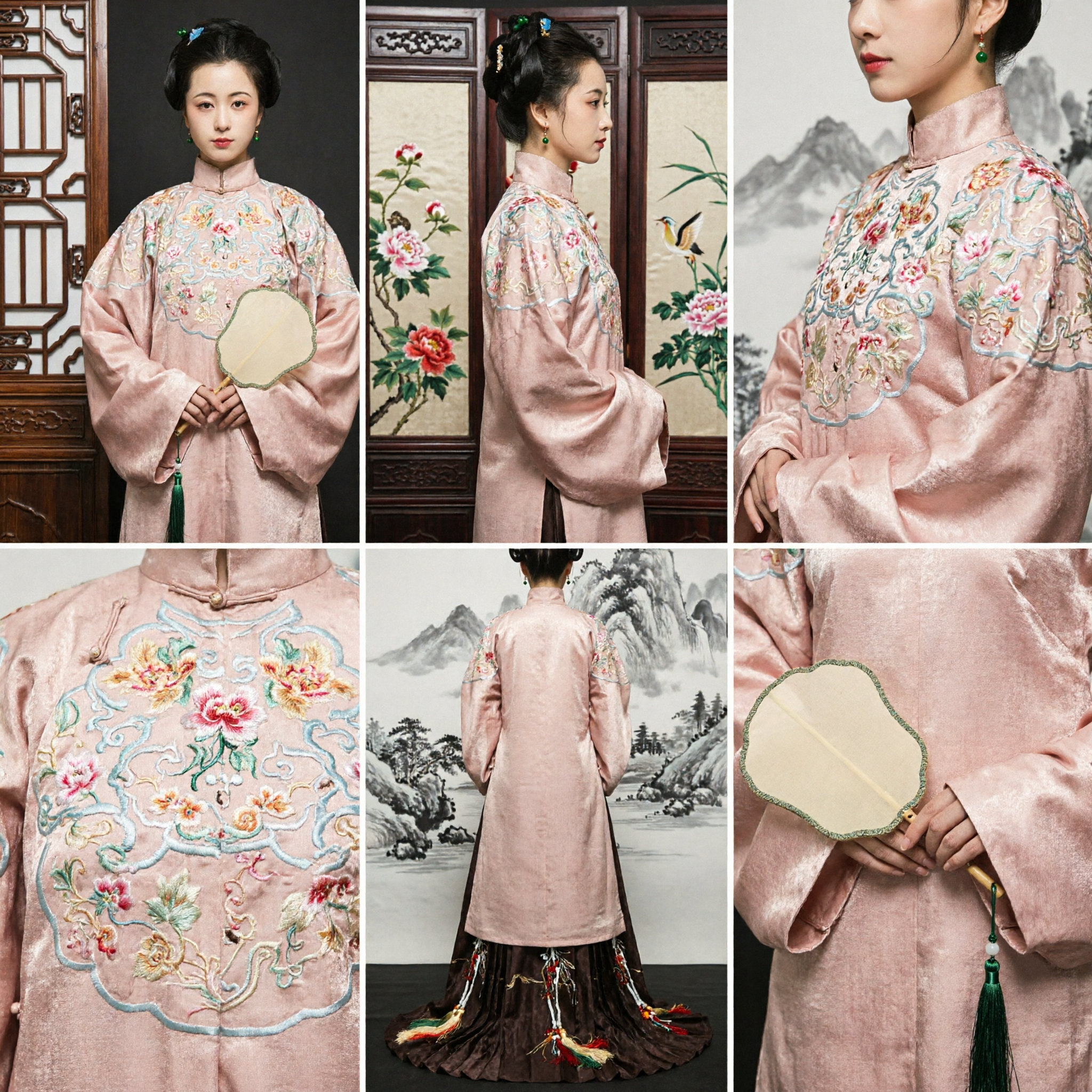 Traditionelles chinesisches antikes Kostüm rosa besticktes Hanfu Oberteil und dunkler Mamianqun Rock-Set für Frauen Cosplay - Asian Costume