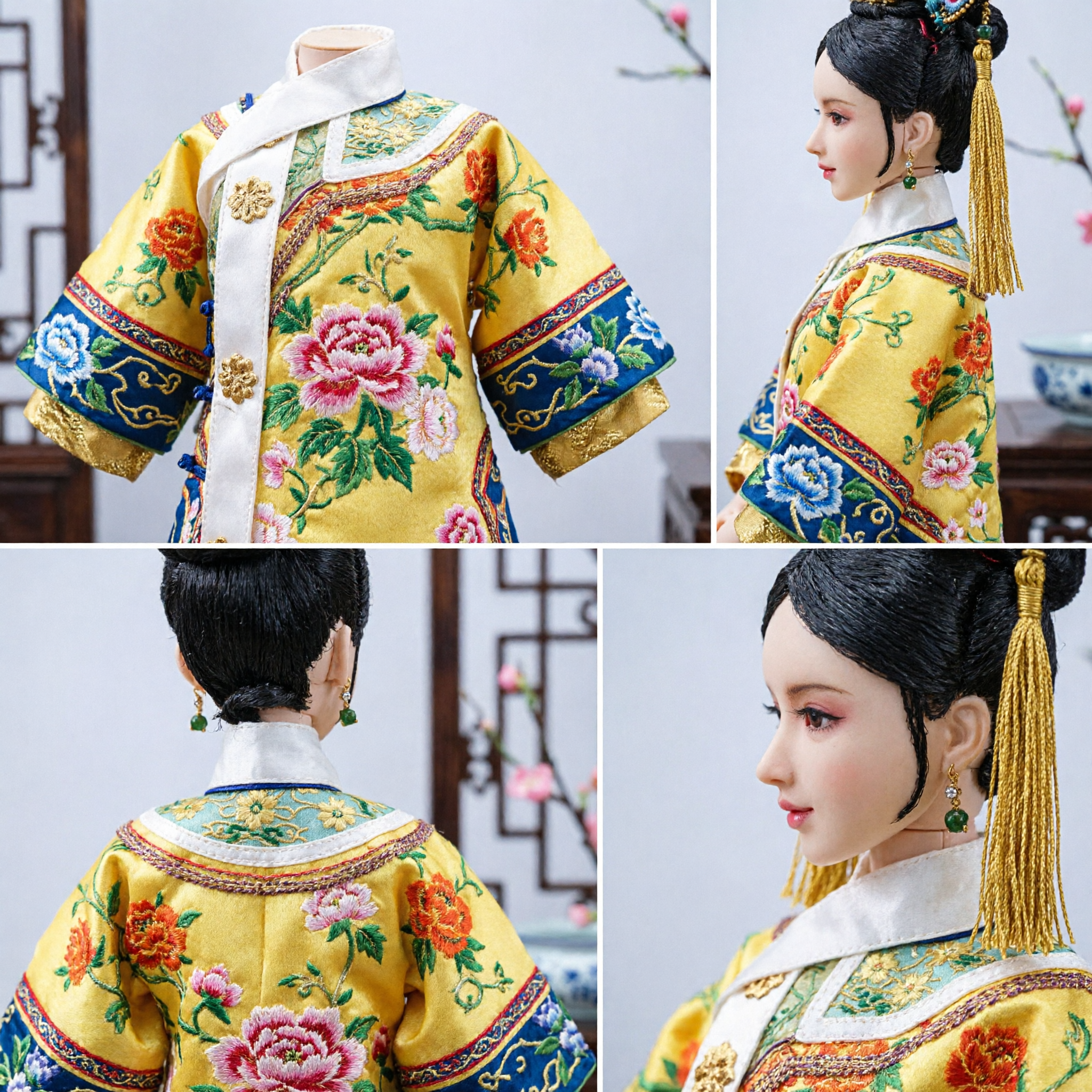 전통 중국 청나라 만주 황후 봉황 관 머리 장식 세트 1/3 BJD 인형 의상용 - Asian Costume