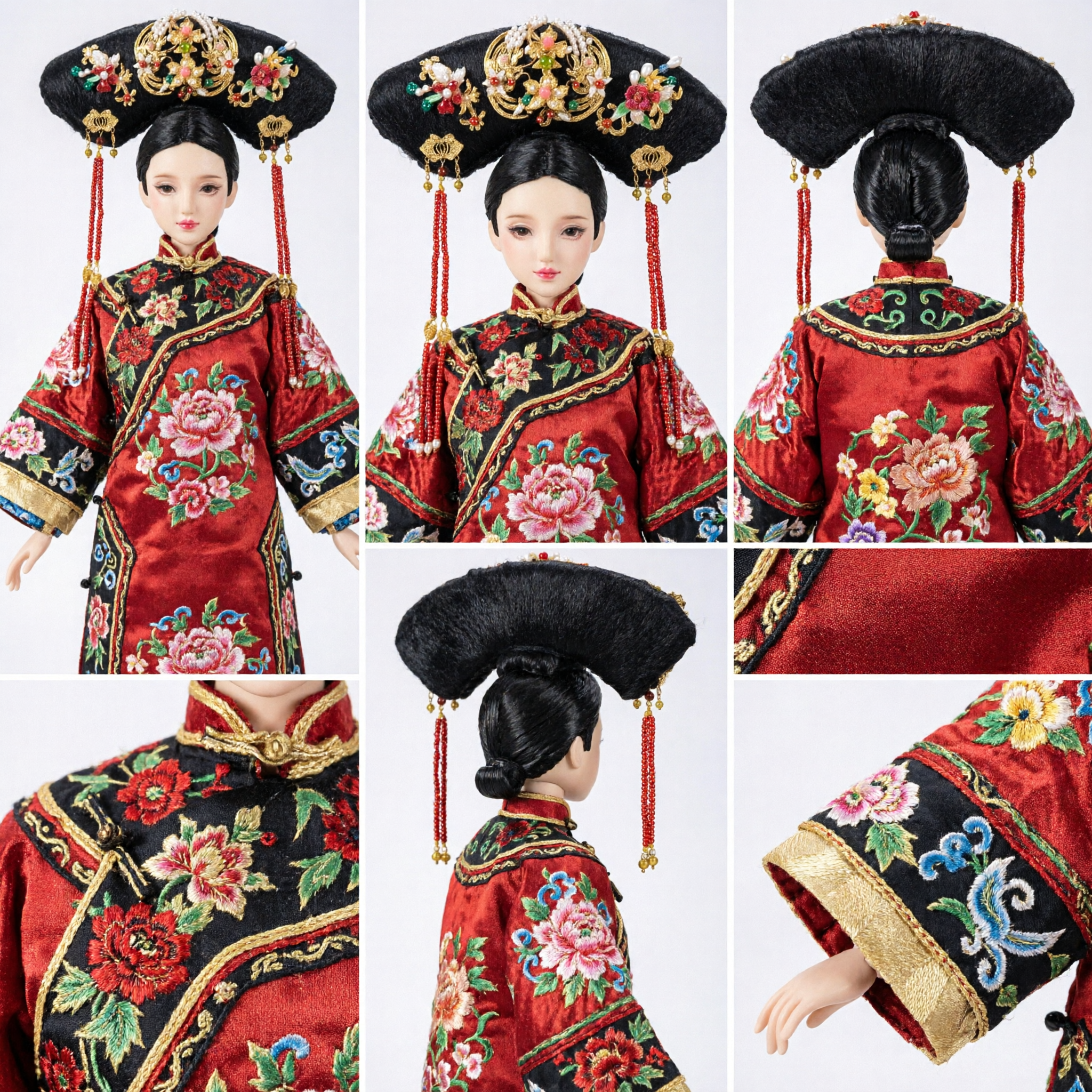 Tocado tradicional chino Dianzi de la Emperatriz de la Dinastía Qing, elaborado ornamento para el cabello de filigrana dorada y perlas para cosplay y traje Hanfu - Asian Costume
