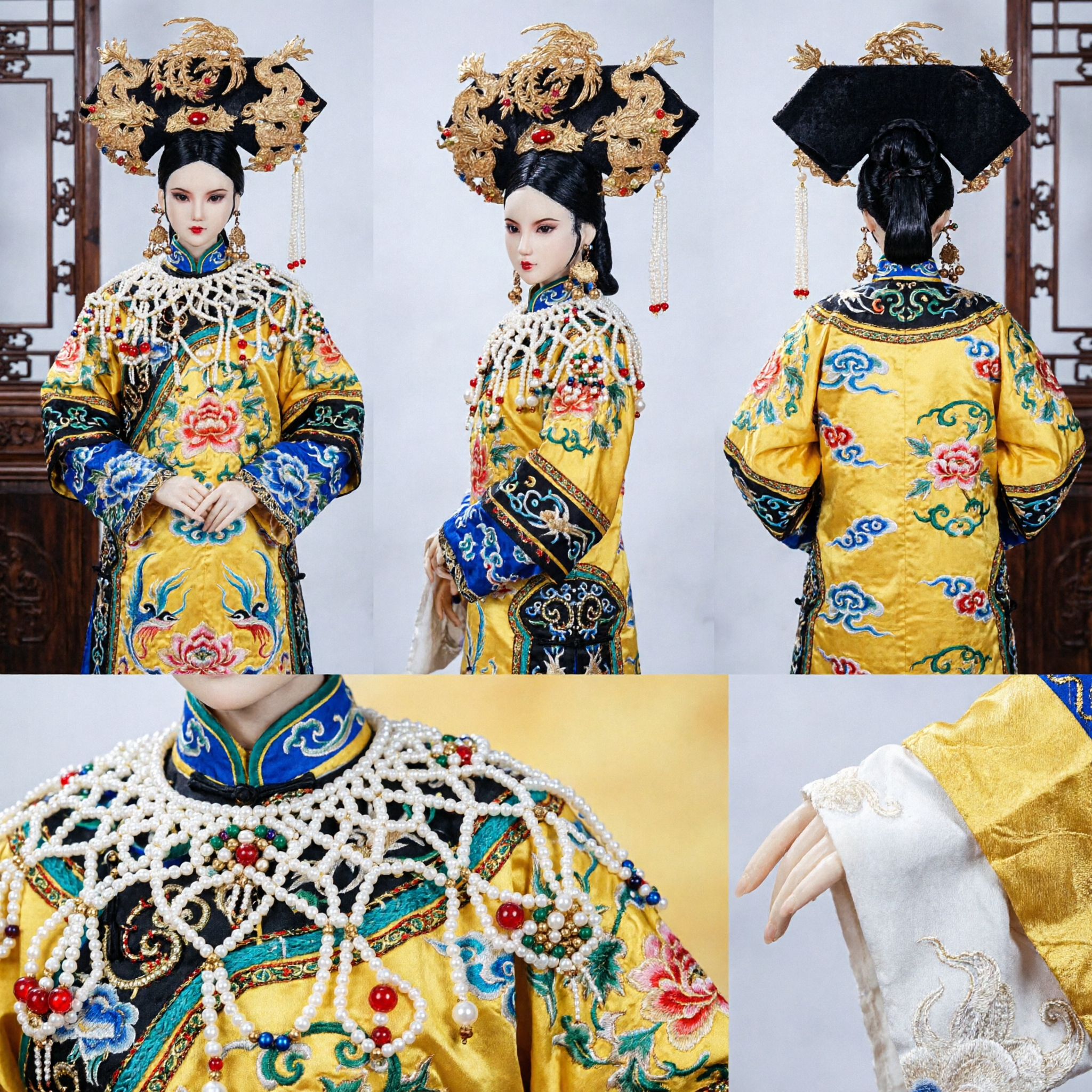 Antiker chinesischer Qing-Dynastie Mandschu-Kaiserin Golddrachen-spitzer Kopfschmuck Haarkrone für traditionelles Kostüm-Cosplay - Asian Costume