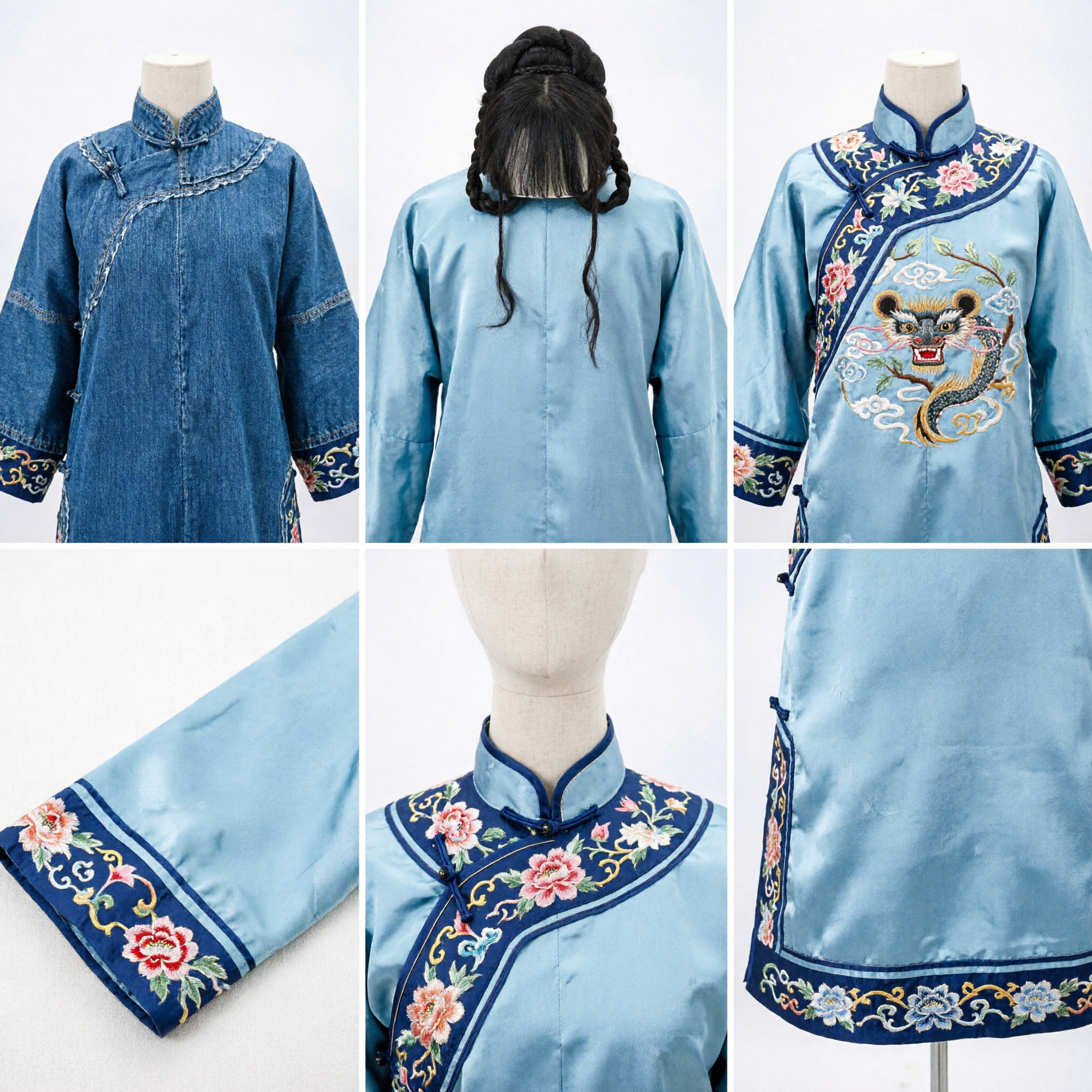 باروكة سيدة القصر الصينية القديمة التقليدية، قطعة شعر هانفو مضفرة سوداء، زي تنكري للنساء - Asian Costume