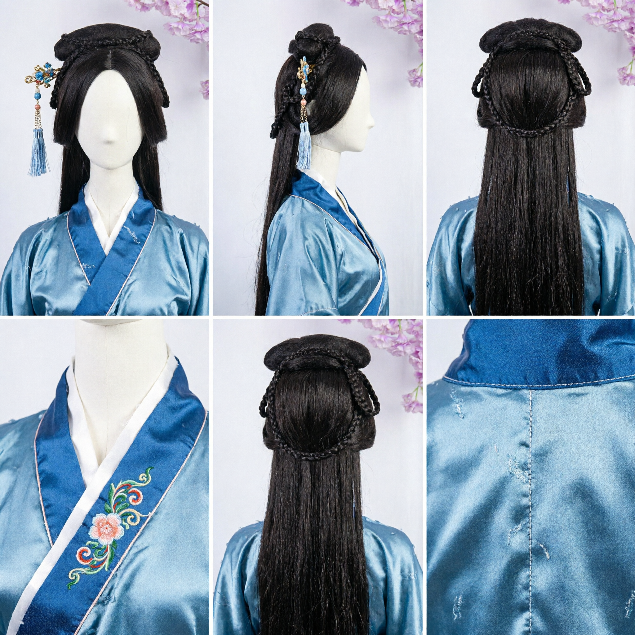 Antike traditionelle chinesische Hanfu-Perücke Schwarzes geflochtenes Dutt-Haarteil für Frauen Historisches Cosplay und Periodenfilm - Asian Costume