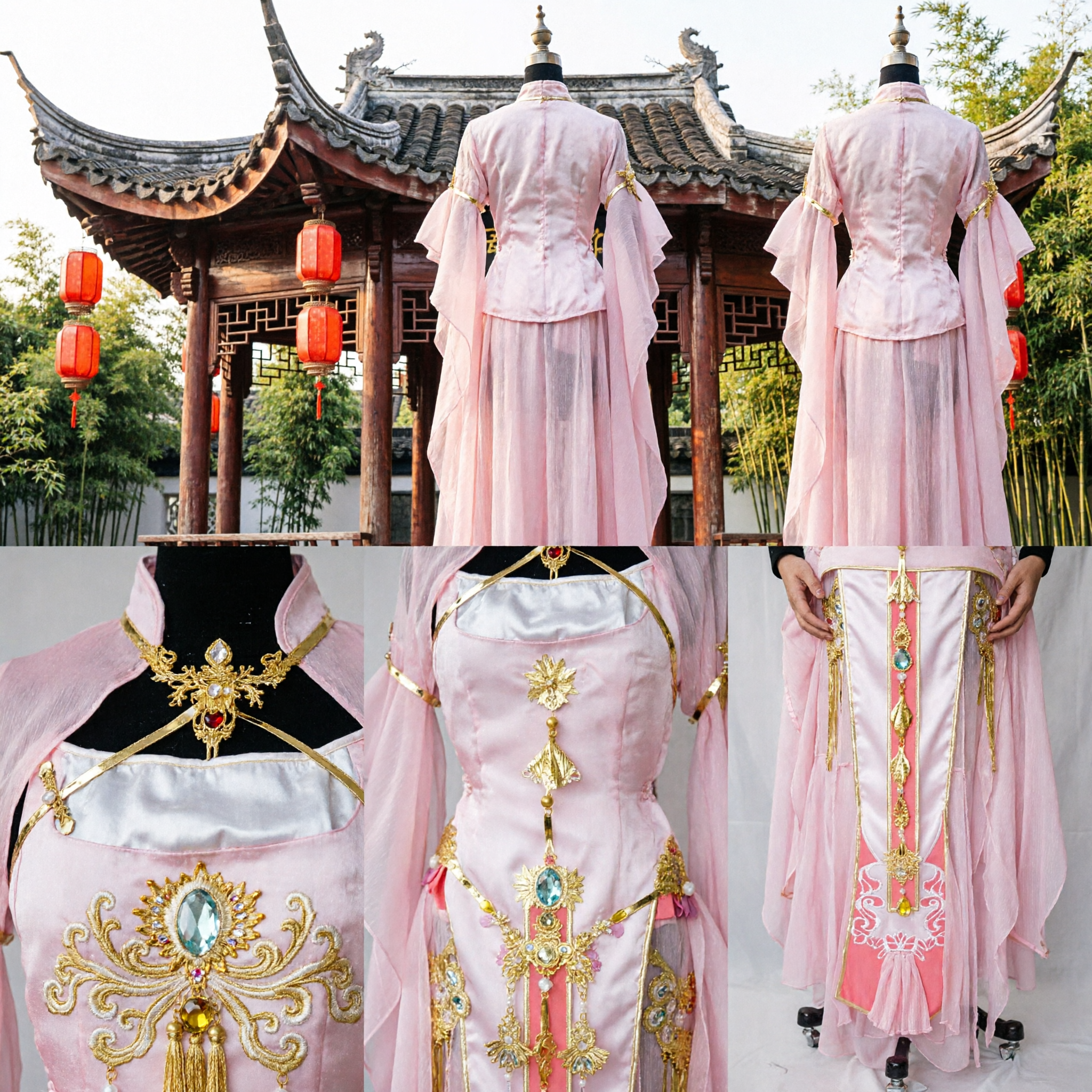 Elegante Abito tradizionale cinese Hanfu Rosa Costume da Principessa Fata Antica per Cosplay e Spettacoli Femminili - Asian Costume