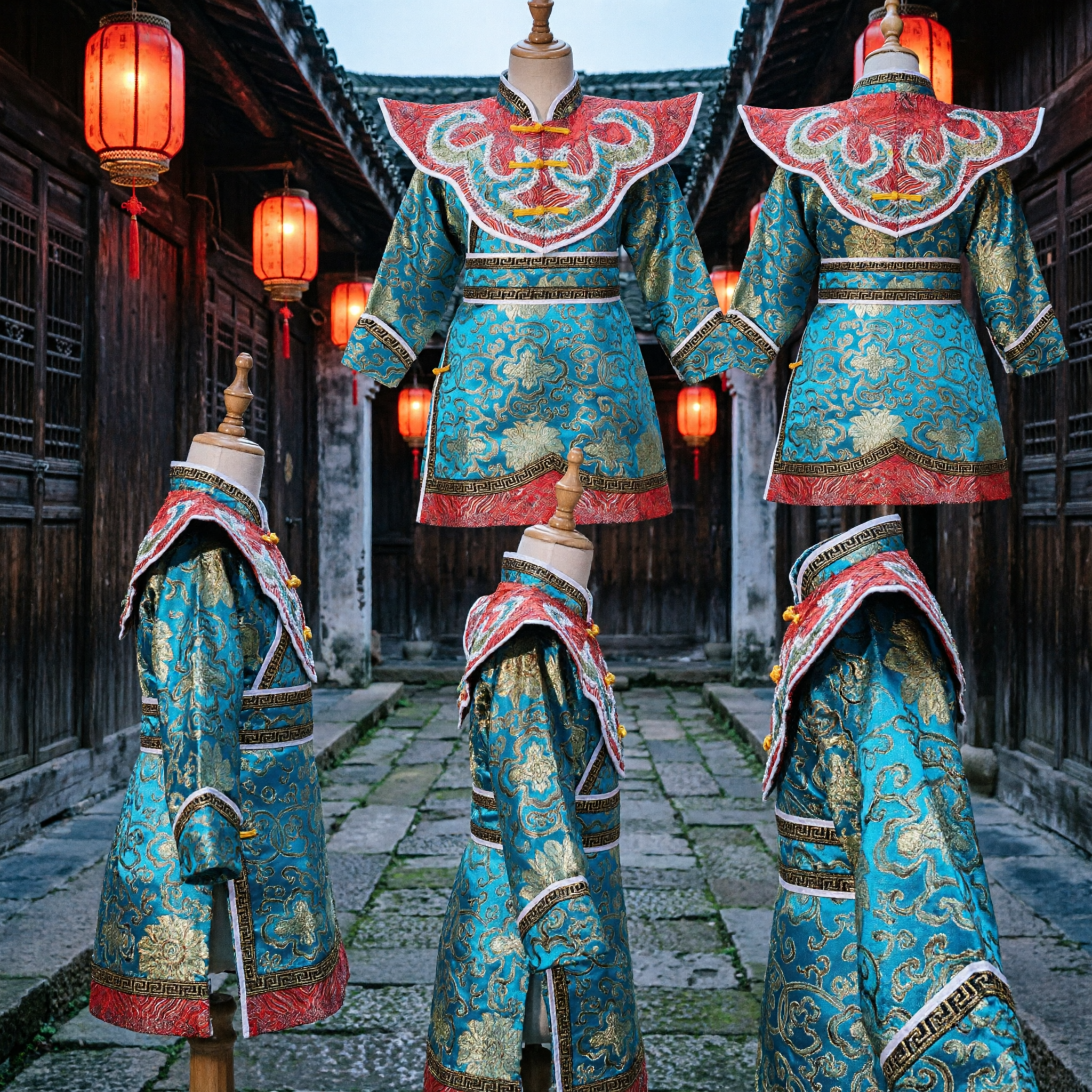 子供用伝統的中国京劇衣装 龍袍 北京・四川変面パフォーマンスウェア 男児・女児用 - Asian Costume